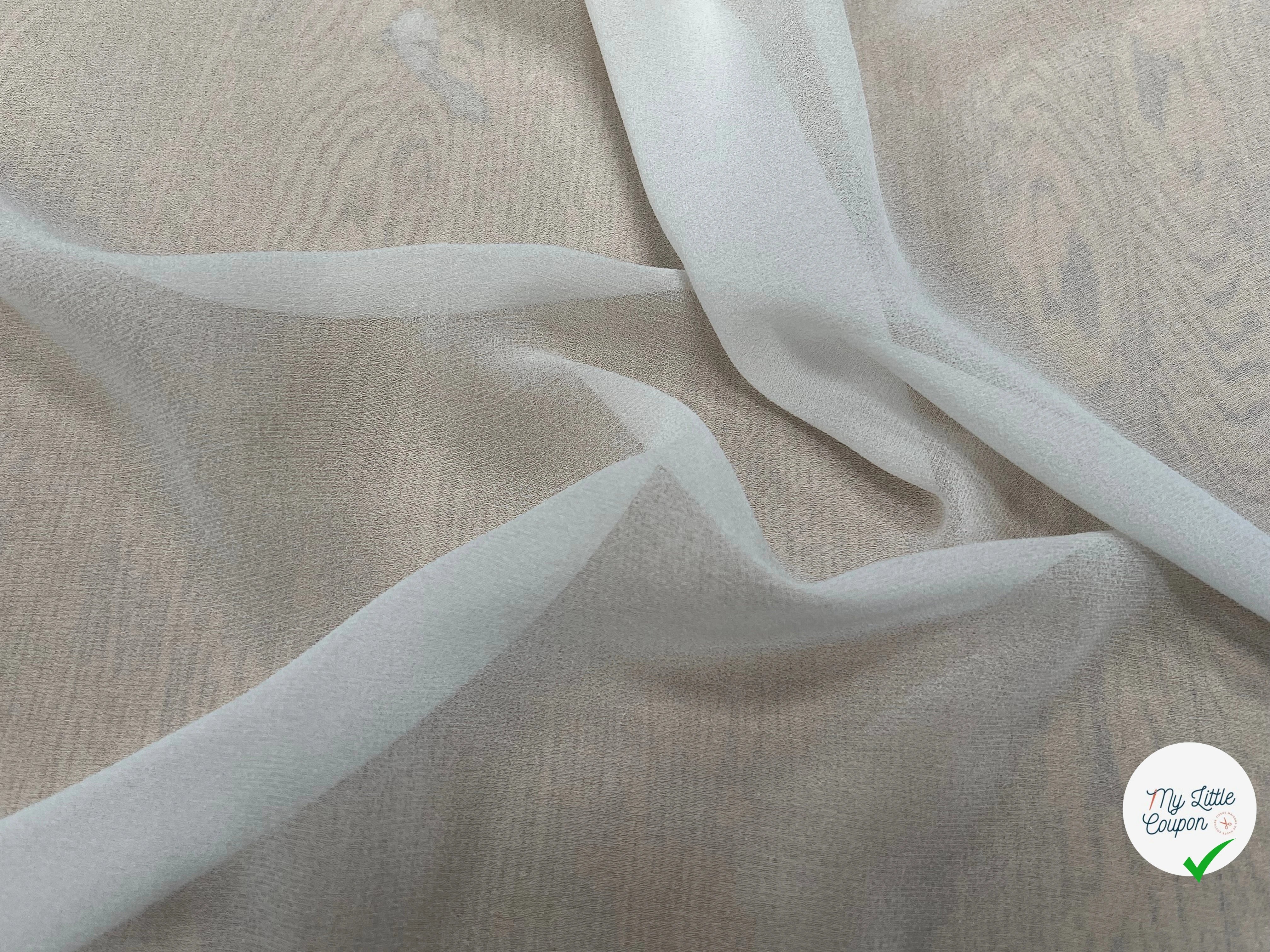 CREPE VISCOSE FLUIDE AVEC 20% SOIE BLANC LÉGÈREMENT CASSÉ - My Little Coupon