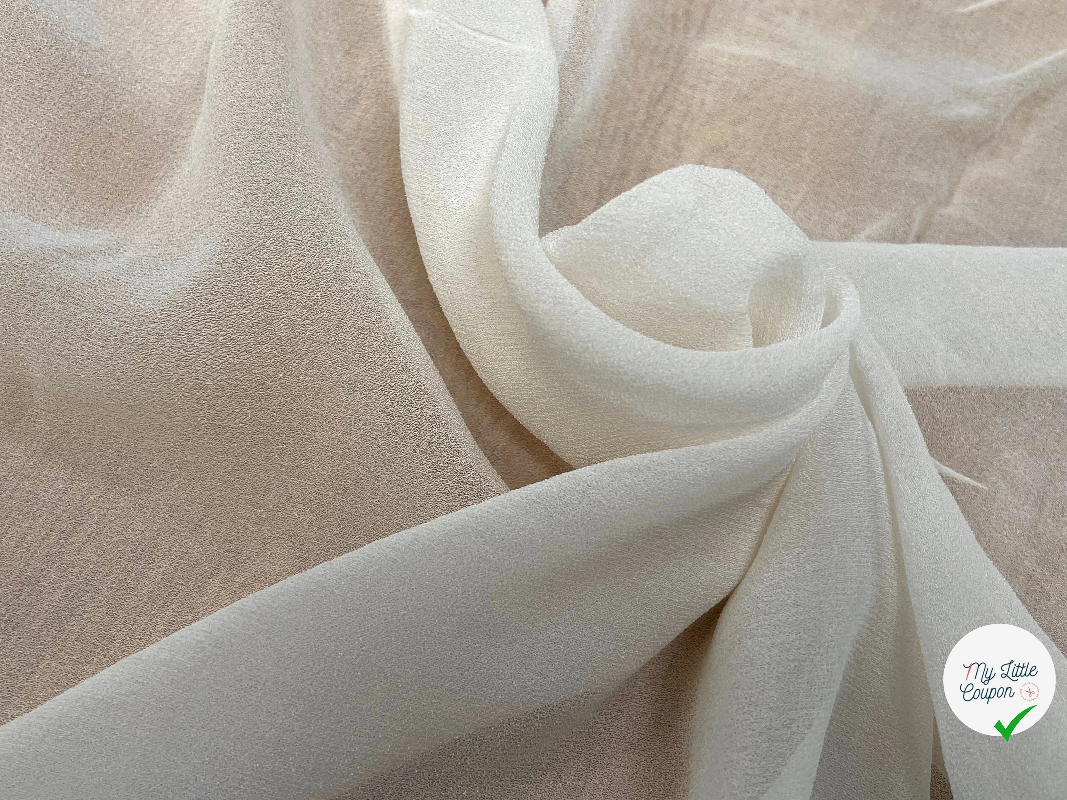 CREPE VISCOSE FLUIDE AVEC 20% SOIE ÉCRU - My Little Coupon