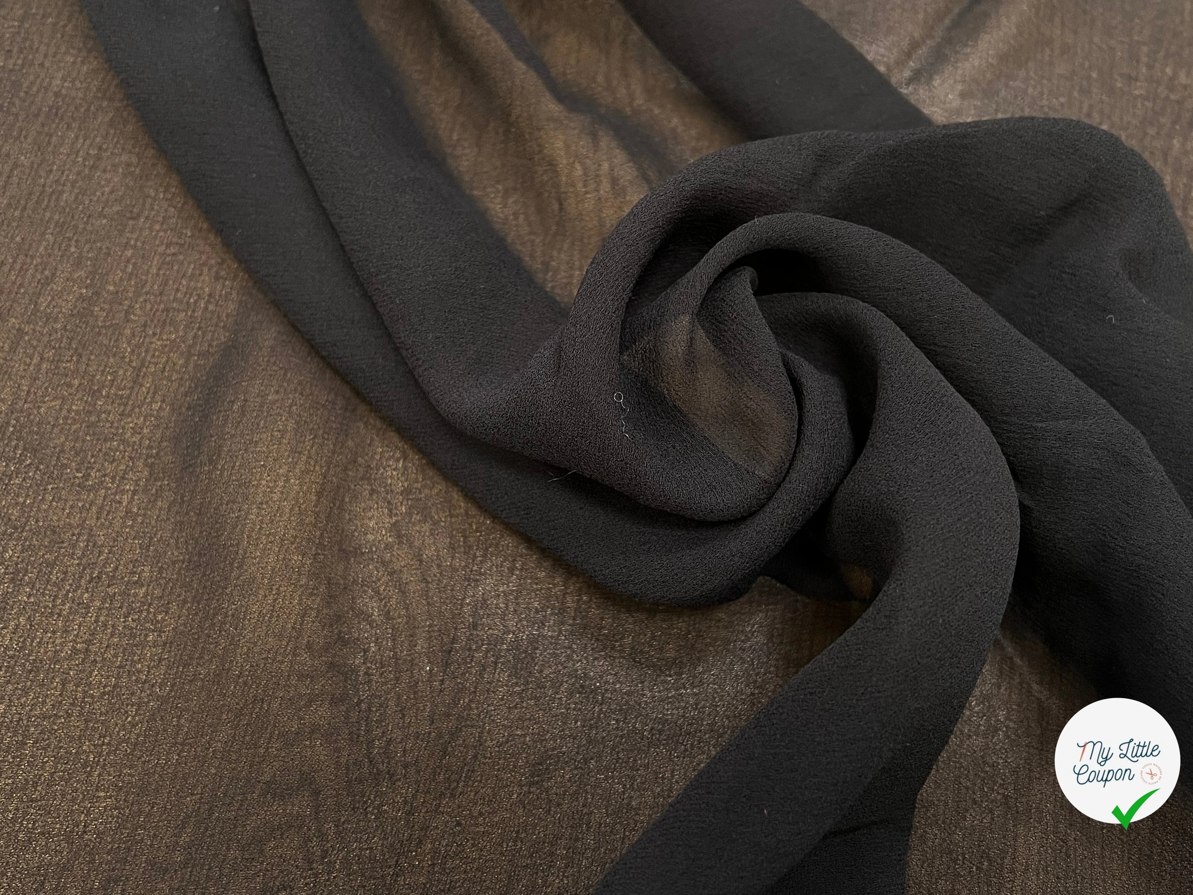 CREPE VISCOSE FLUIDE AVEC 20% SOIE NOIR - My Little Coupon