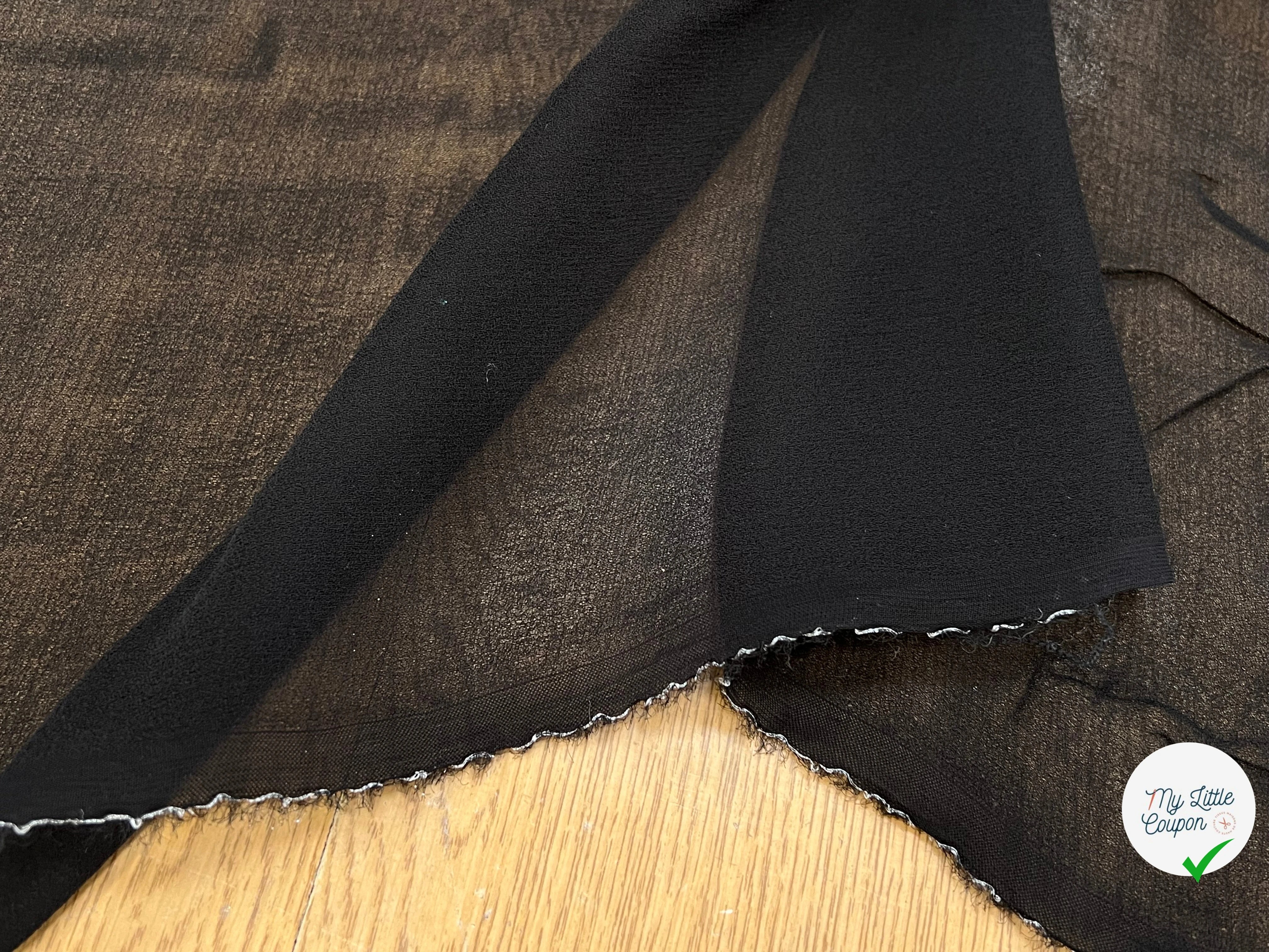 CREPE VISCOSE FLUIDE AVEC 20% SOIE NOIR - My Little Coupon