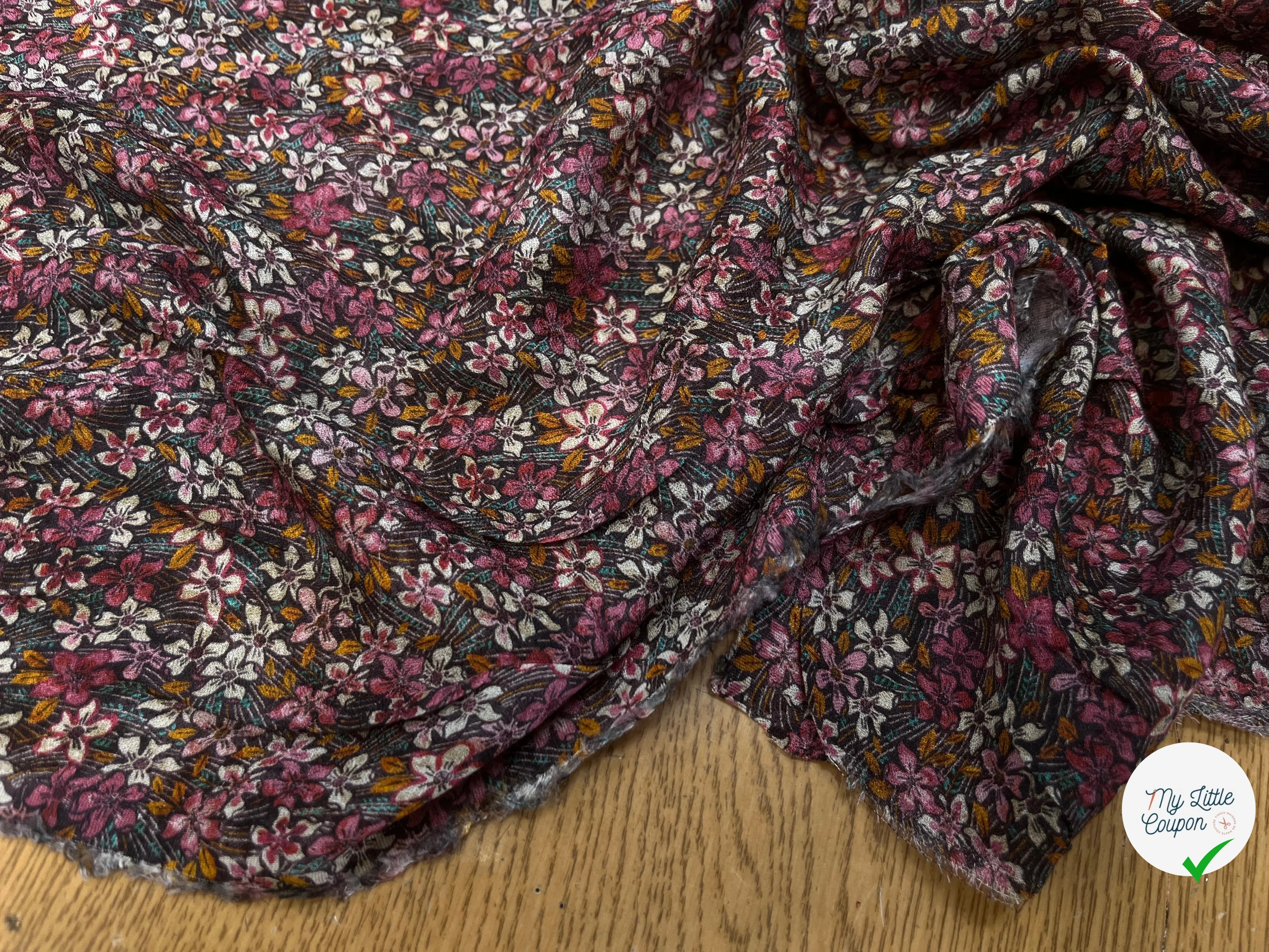 CREPE VISCOSE IMPRIMÉ FLEURS MULTICOLORES 144CM - My Little Coupon