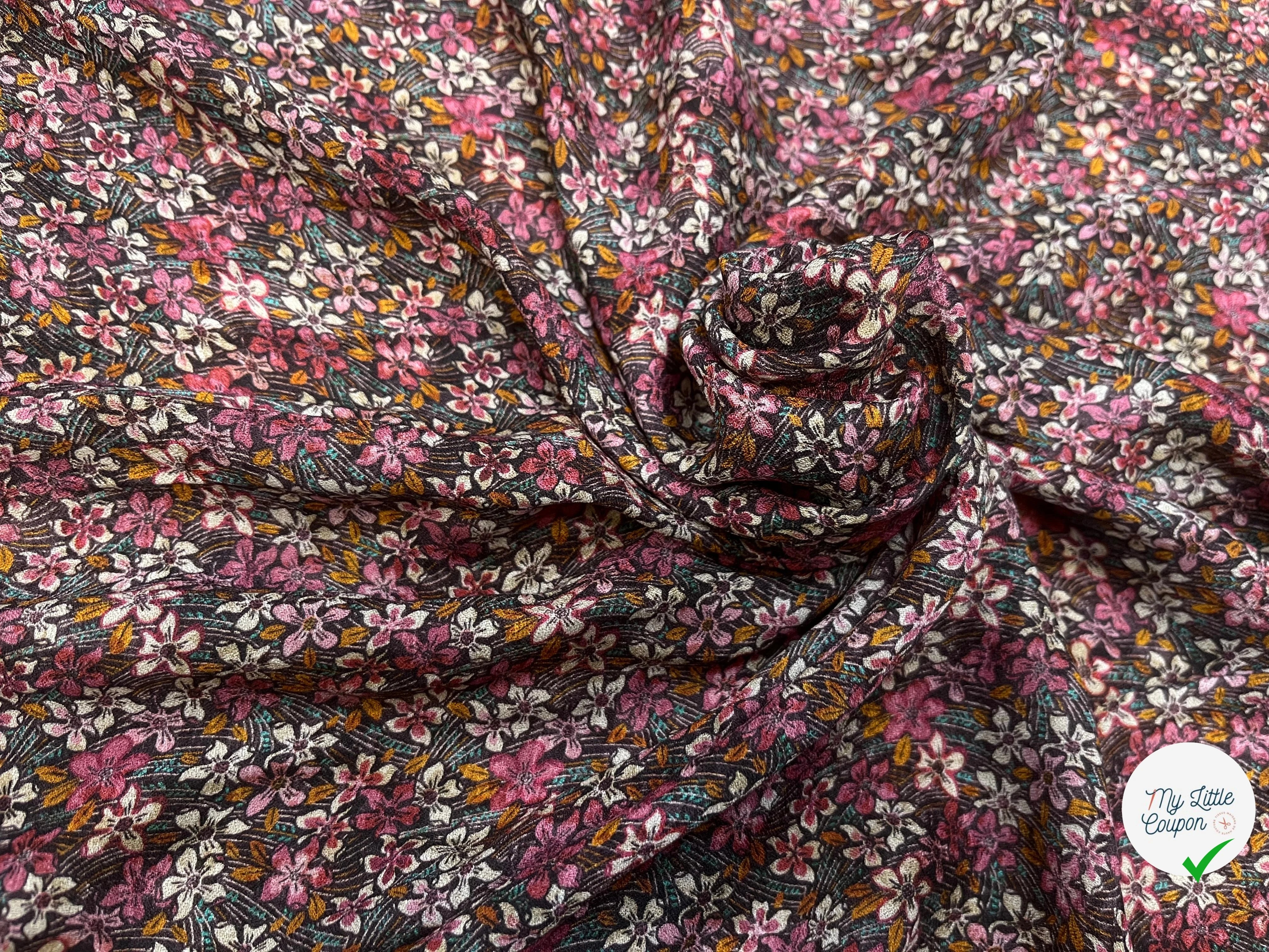 CREPE VISCOSE IMPRIMÉ FLEURS MULTICOLORES 144CM - My Little Coupon