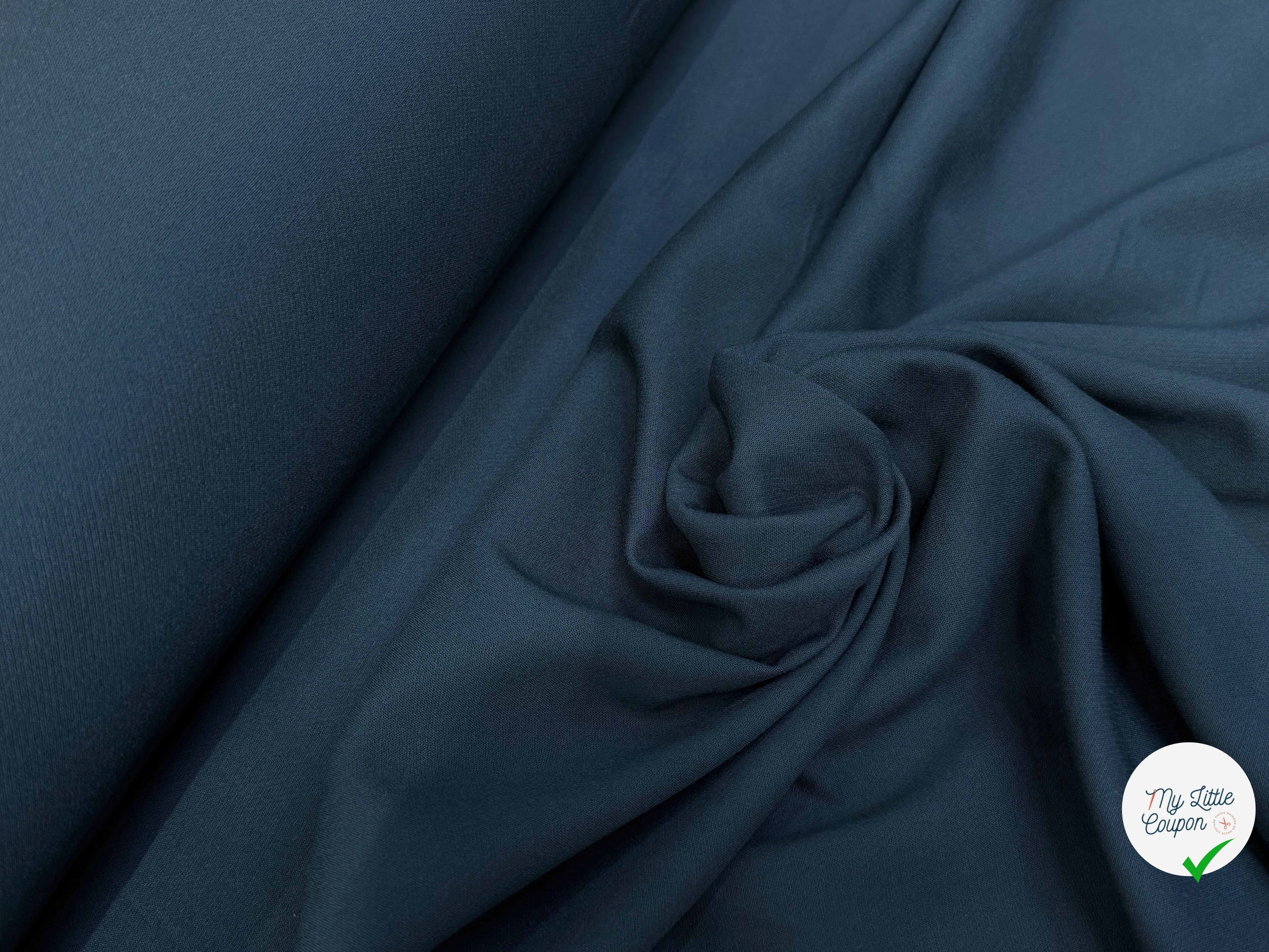 CREPE VISCOSE LOURD JAPAN BLEU PÉTROLE FONCÉ - My Little Coupon