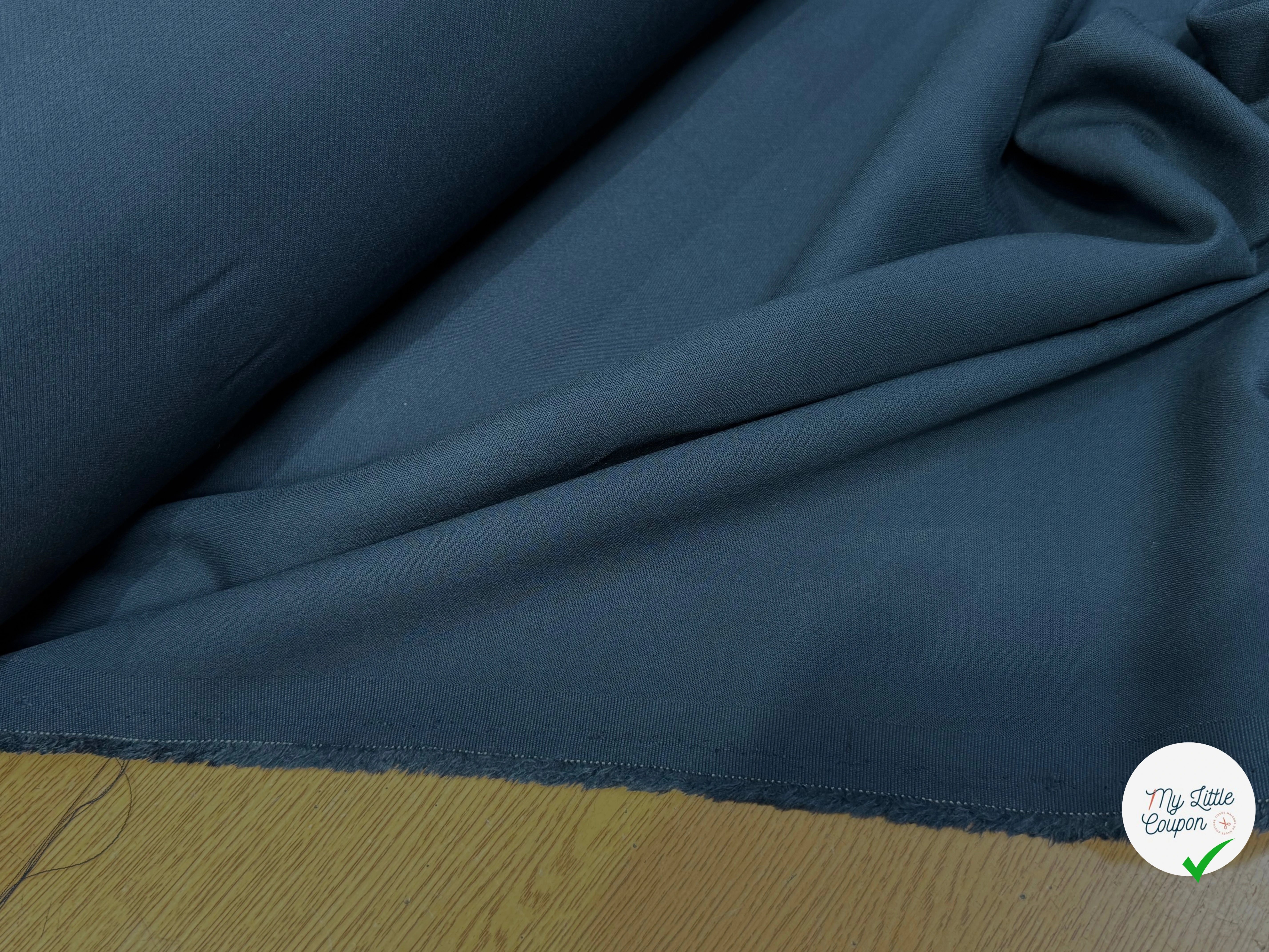CREPE VISCOSE LOURD JAPAN BLEU PÉTROLE FONCÉ - My Little Coupon