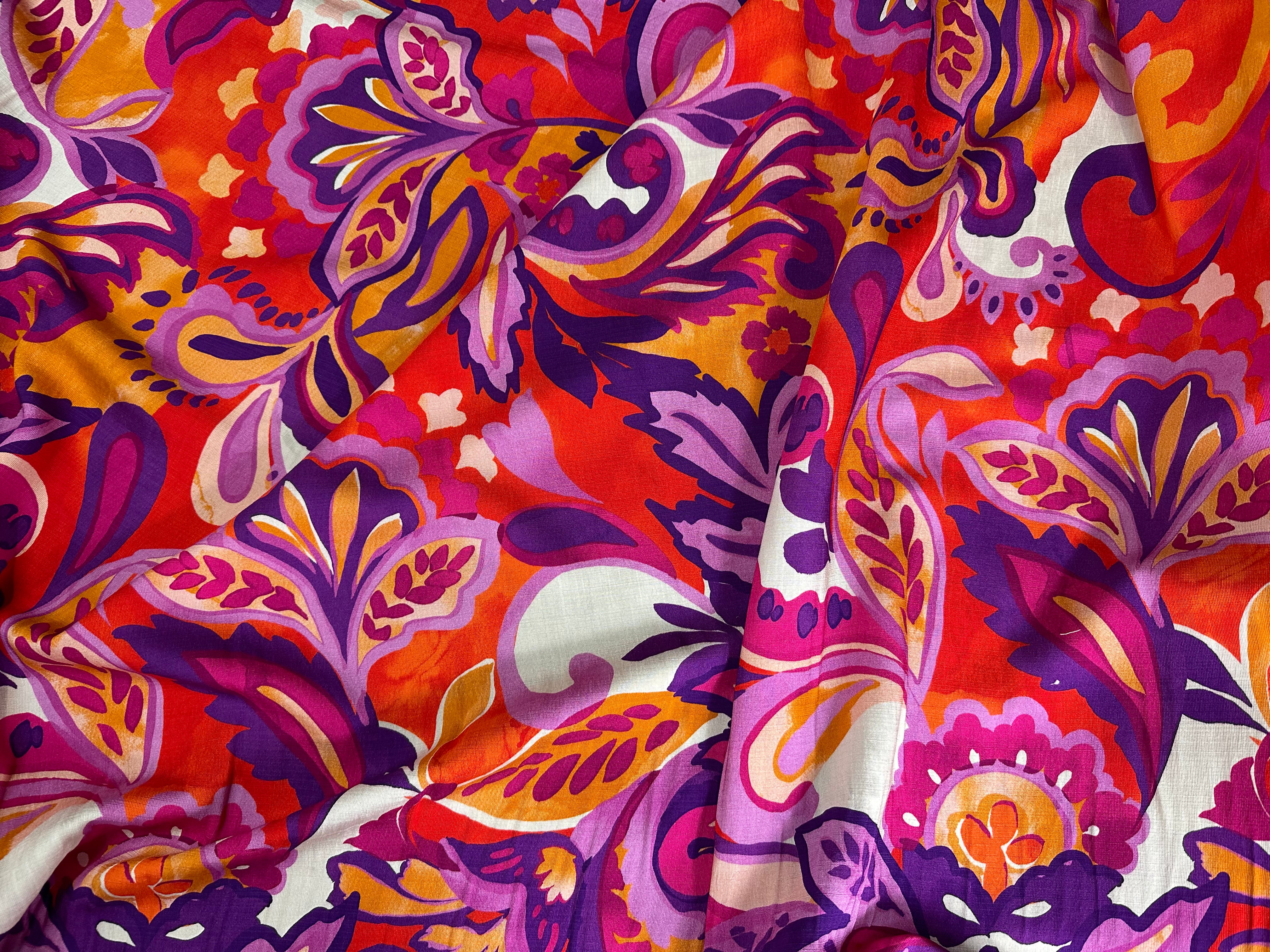CREPE VISCOSE MELANGÉE SUPERBE FLEURS ENFLAMMÉES - My Little Coupon