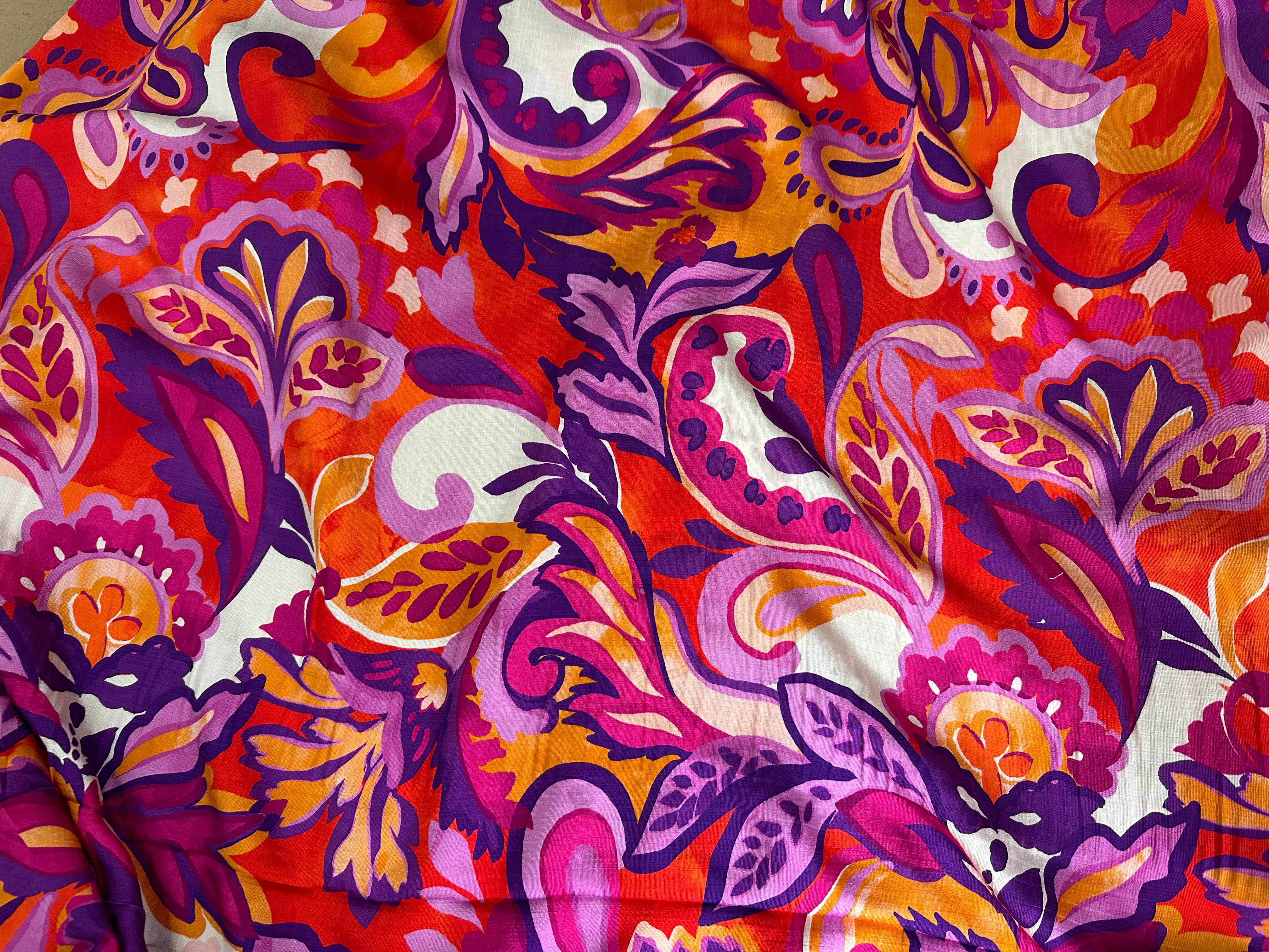 CREPE VISCOSE MELANGÉE SUPERBE FLEURS ENFLAMMÉES - My Little Coupon