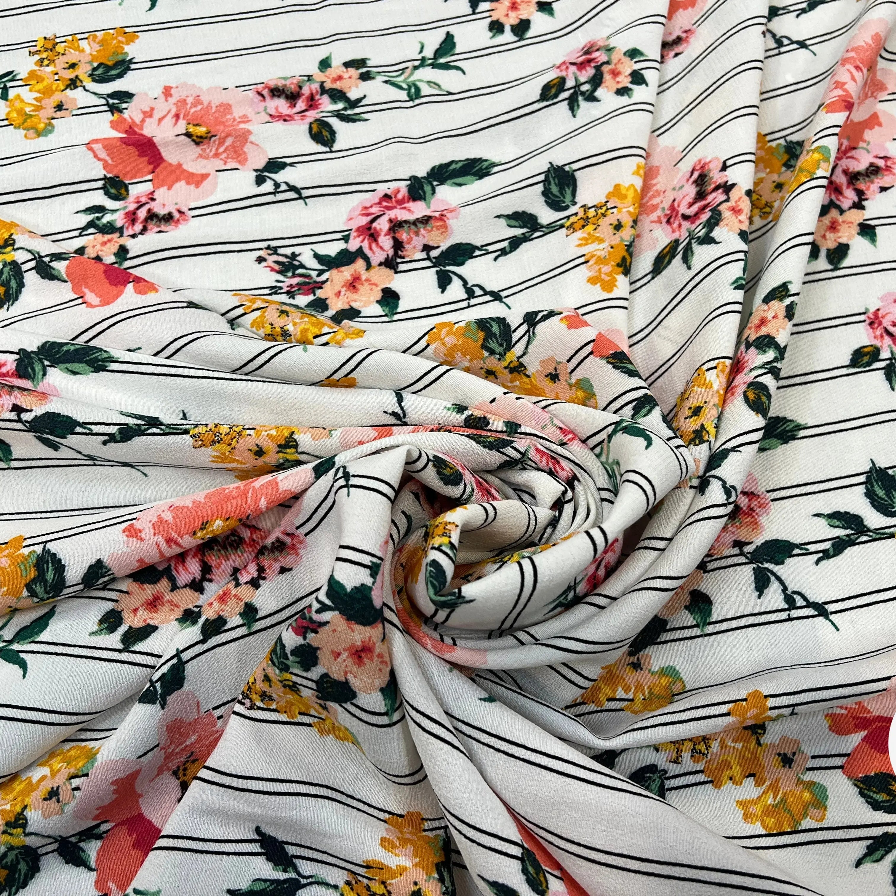 CREPE VISCOSE RAYURES & FLEURS MSO