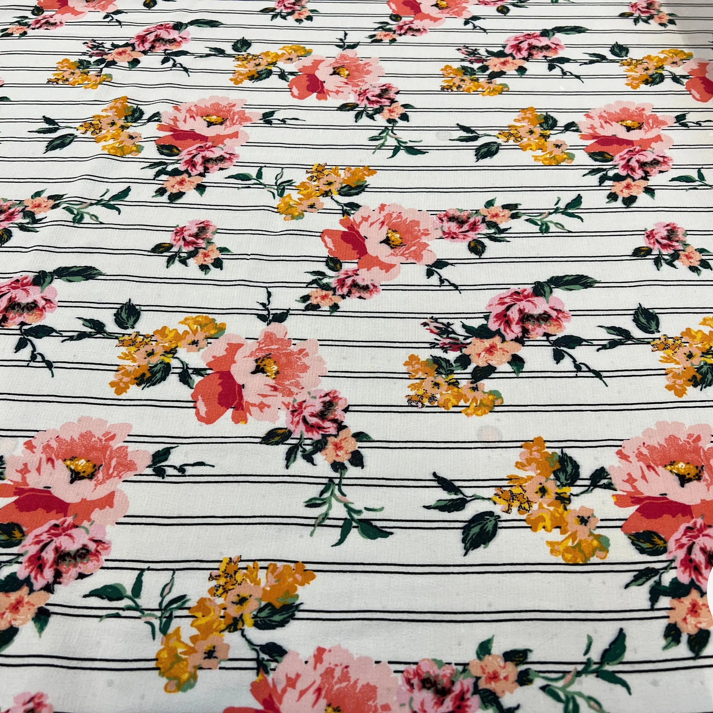 CREPE VISCOSE RAYURES & FLEURS MSO