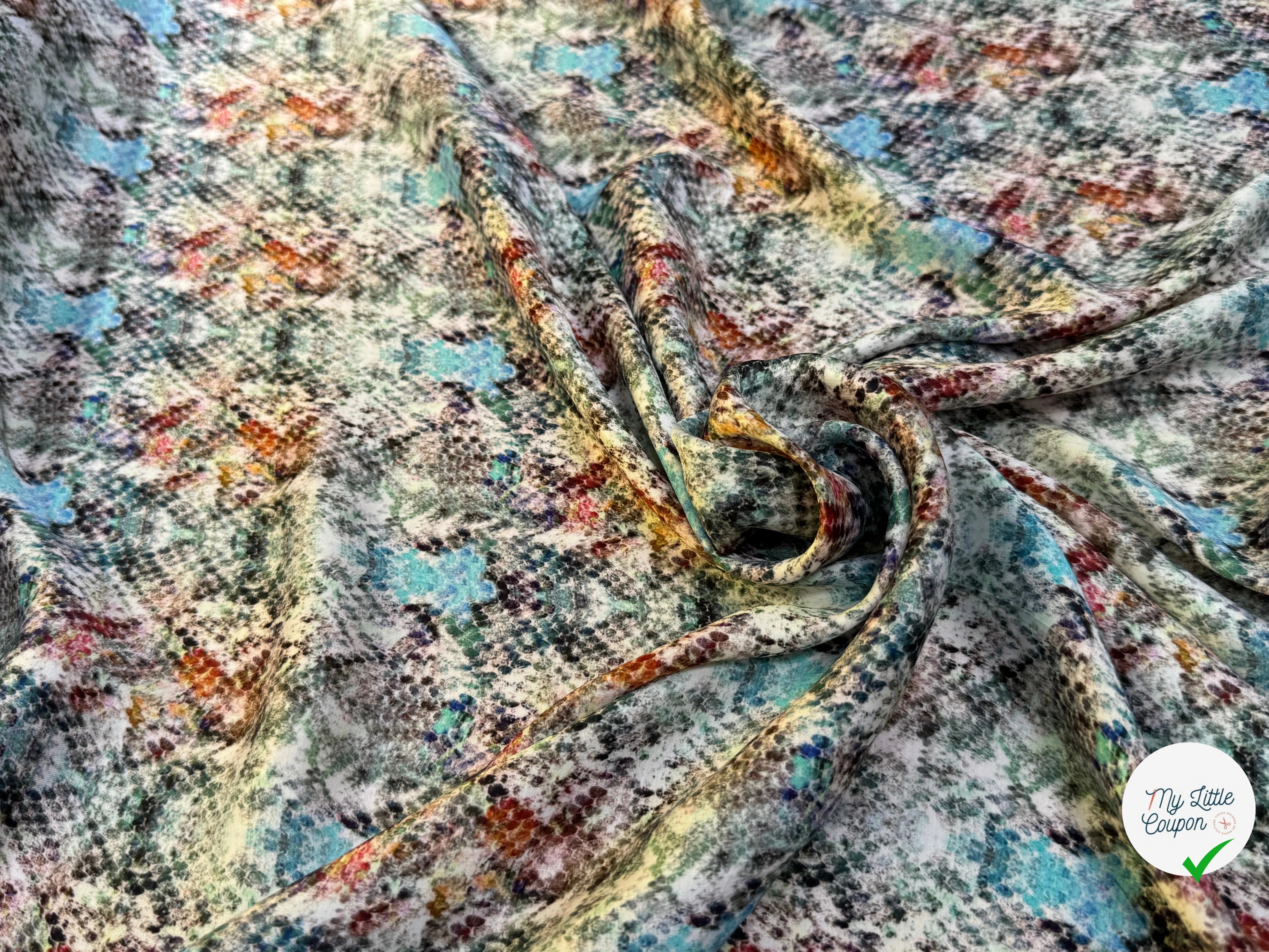 CREPE VISCOSE SATINÉ FLUIDE PYTHON MULTICOLORS - My Little Coupon