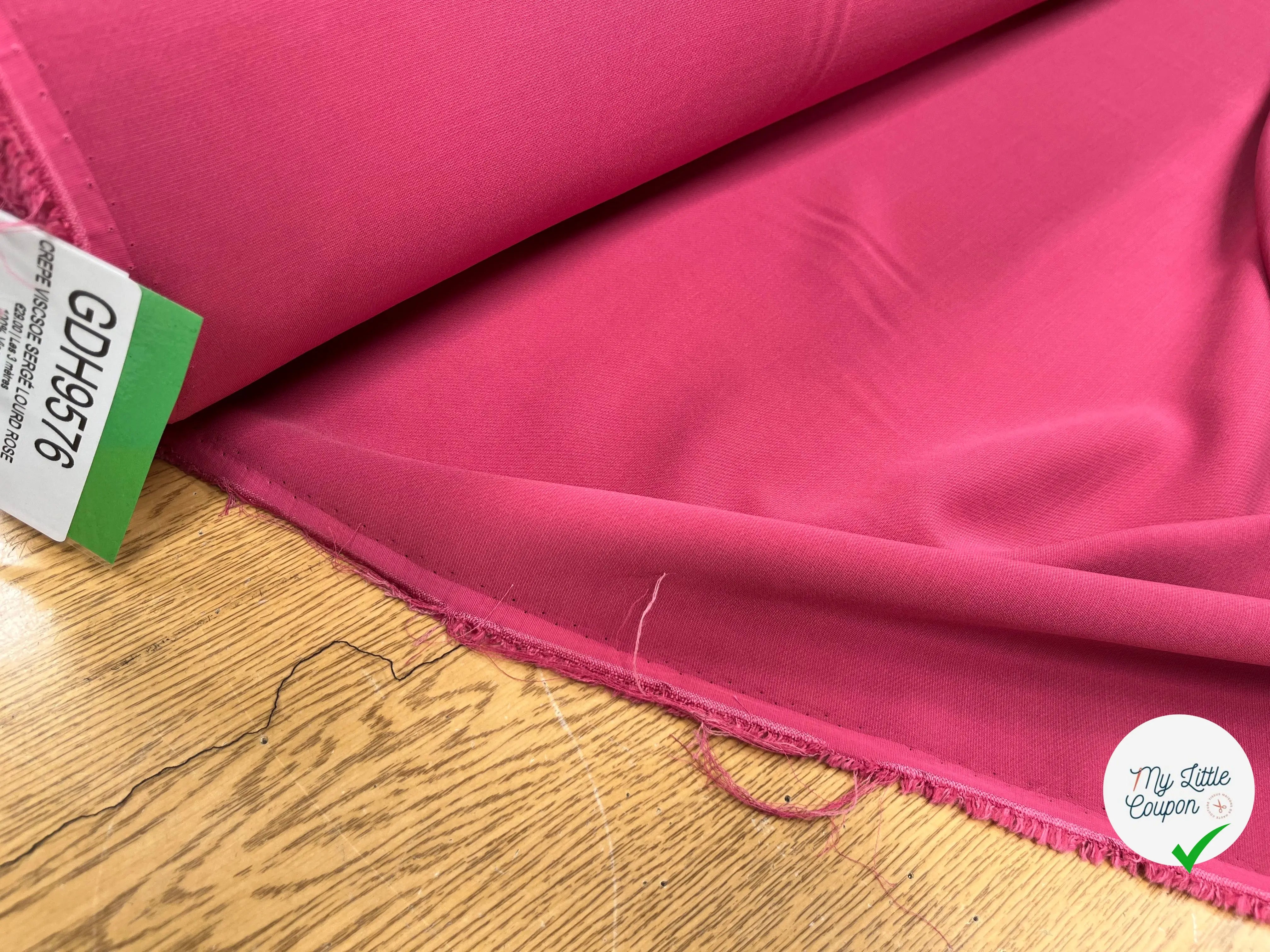 CREPE VISCOSE SERGÉ LOURD ROSE - My Little Coupon