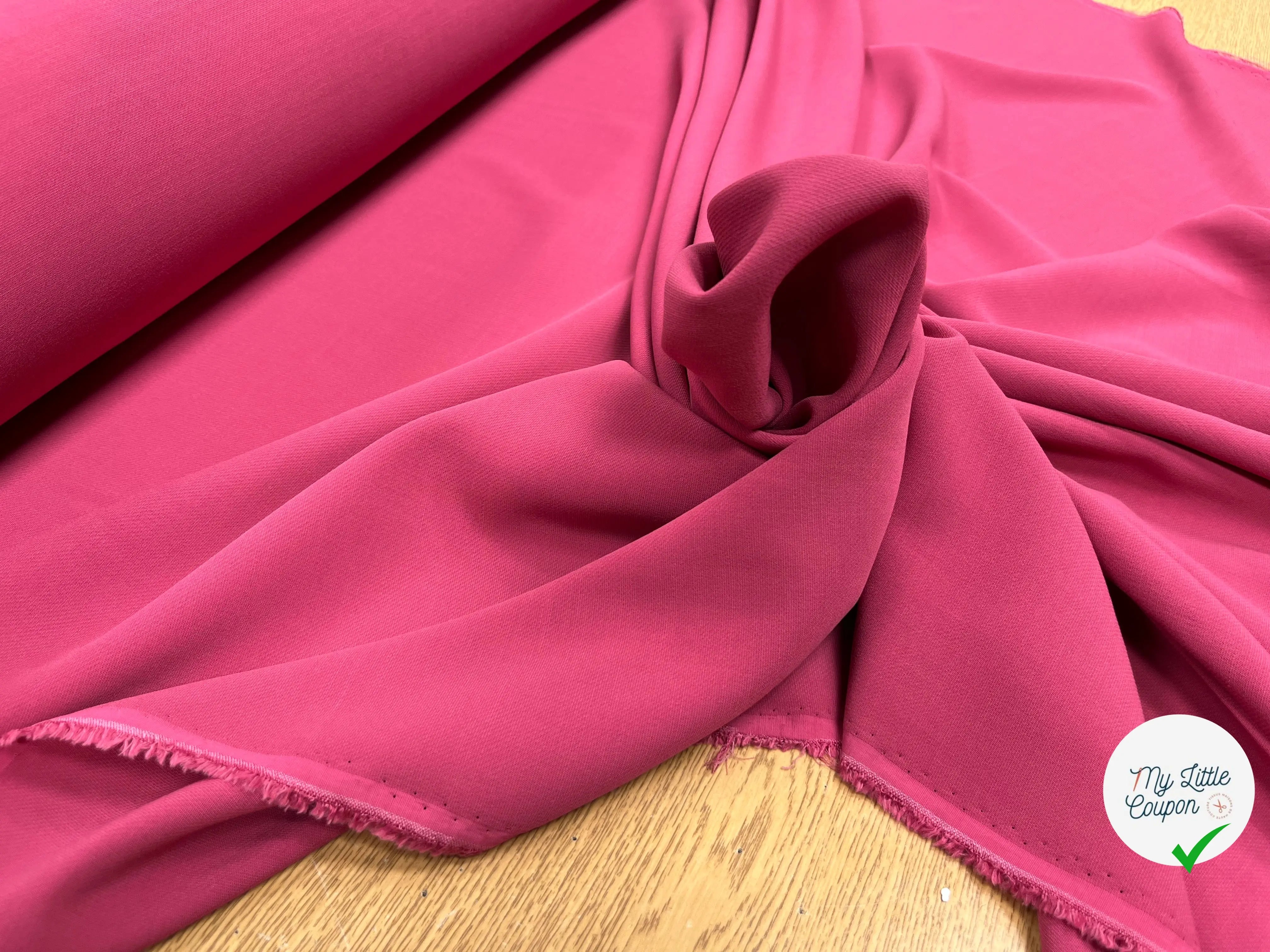 CREPE VISCOSE SERGÉ LOURD ROSE - My Little Coupon