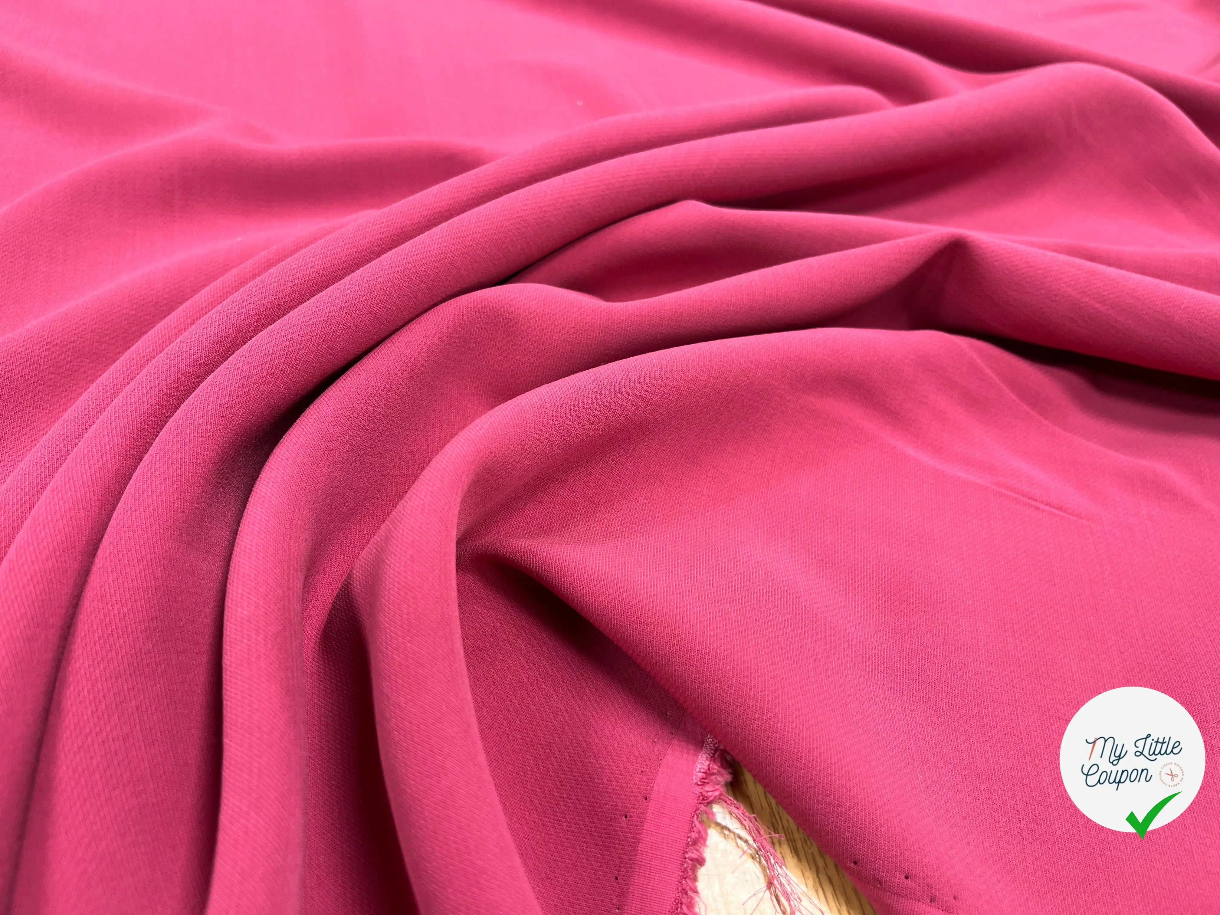 CREPE VISCOSE SERGÉ LOURD ROSE - My Little Coupon