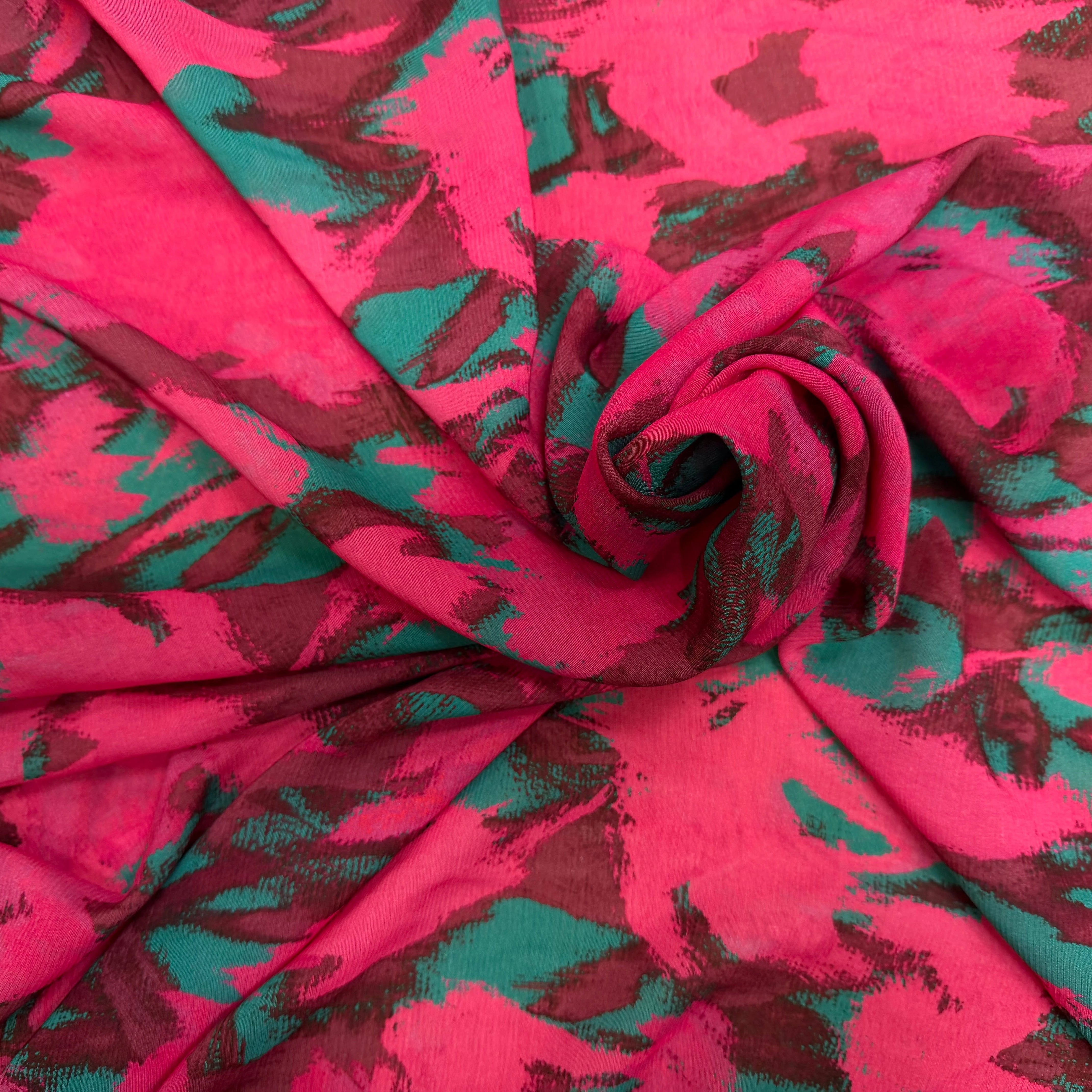 CREPE VISCOSE SOIE ROSE VERT SILK ERABLES - My Little Coupon