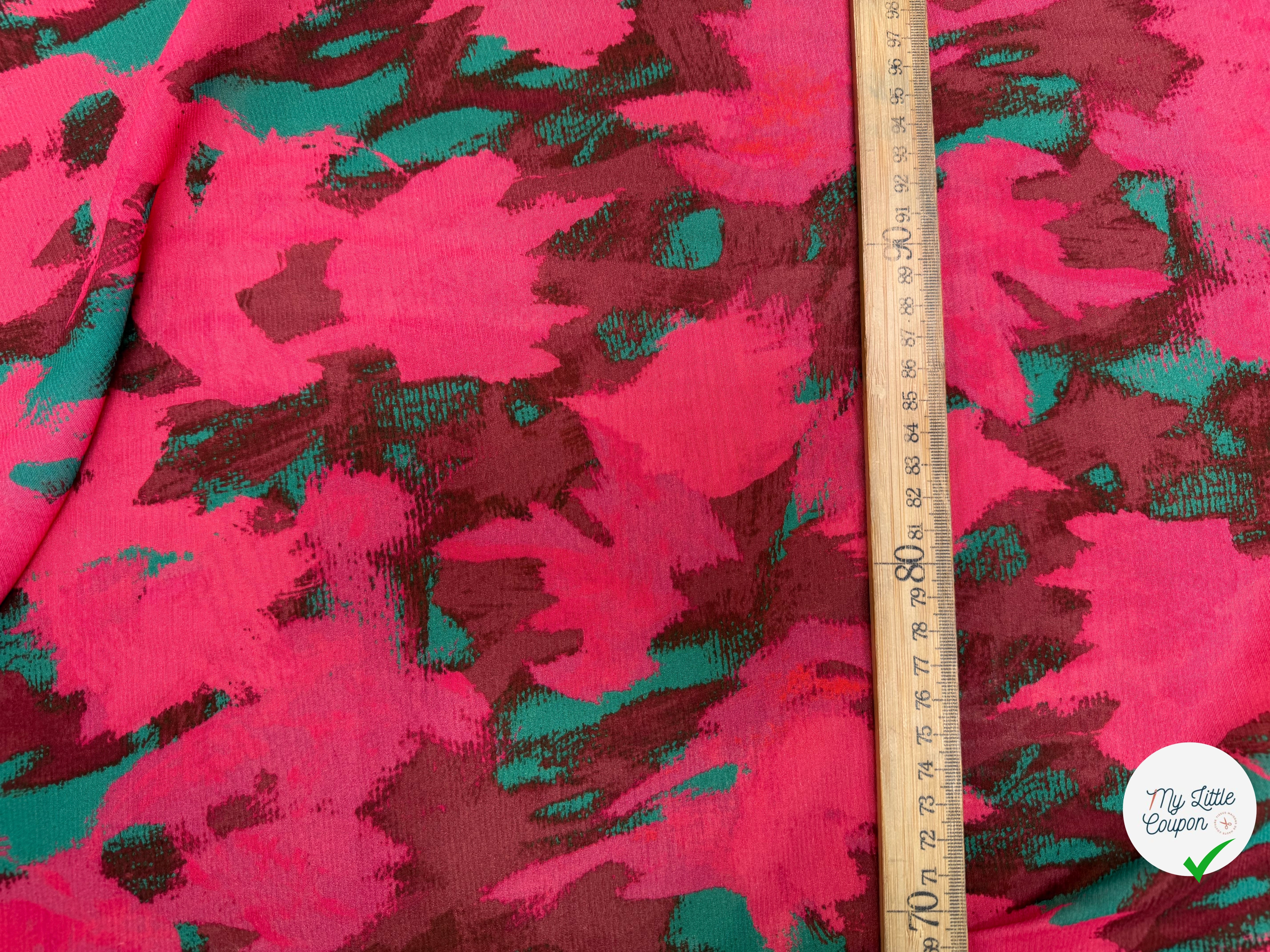 CREPE VISCOSE SOIE ROSE VERT SILK ERABLES - My Little Coupon