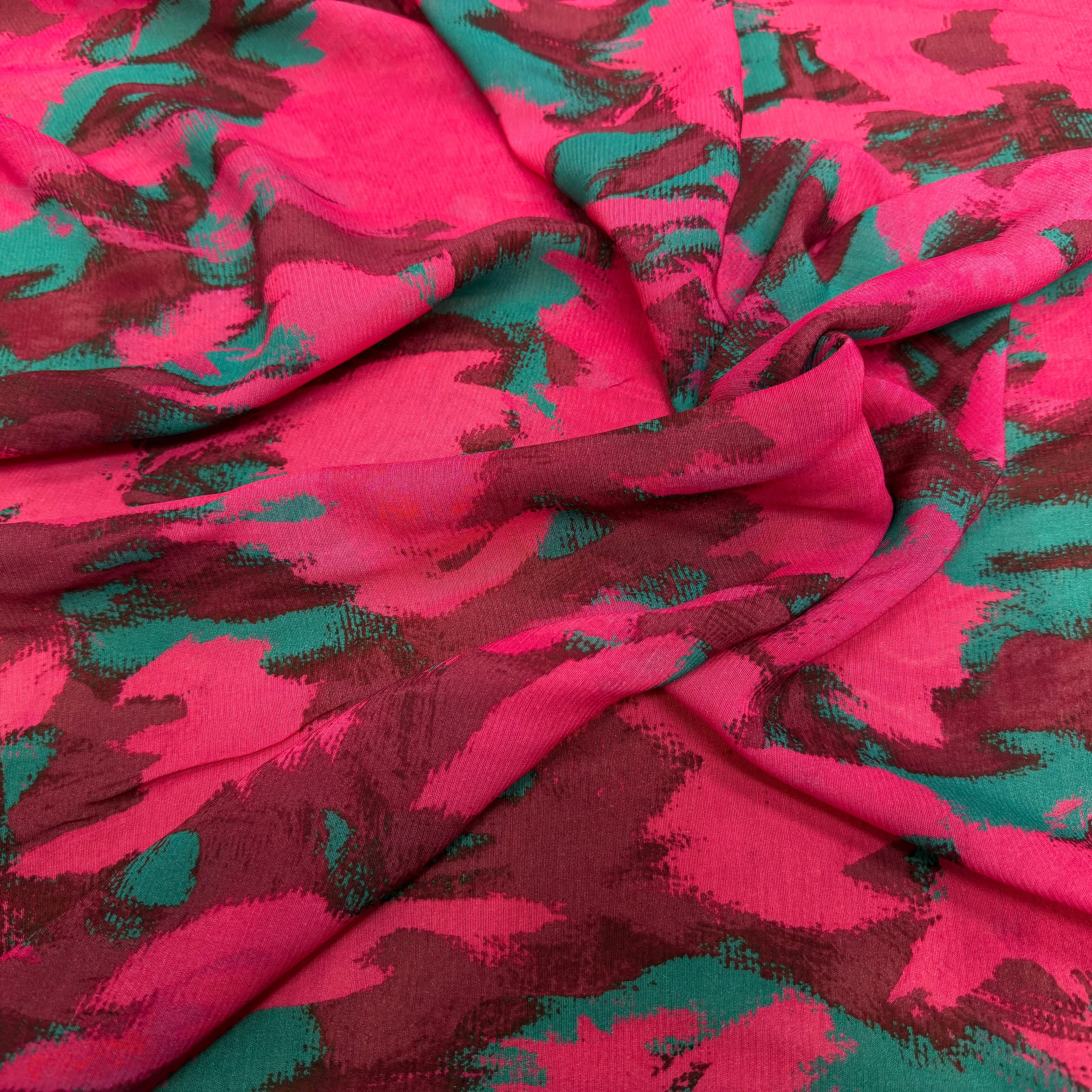 CREPE VISCOSE SOIE ROSE VERT SILK ERABLES - My Little Coupon