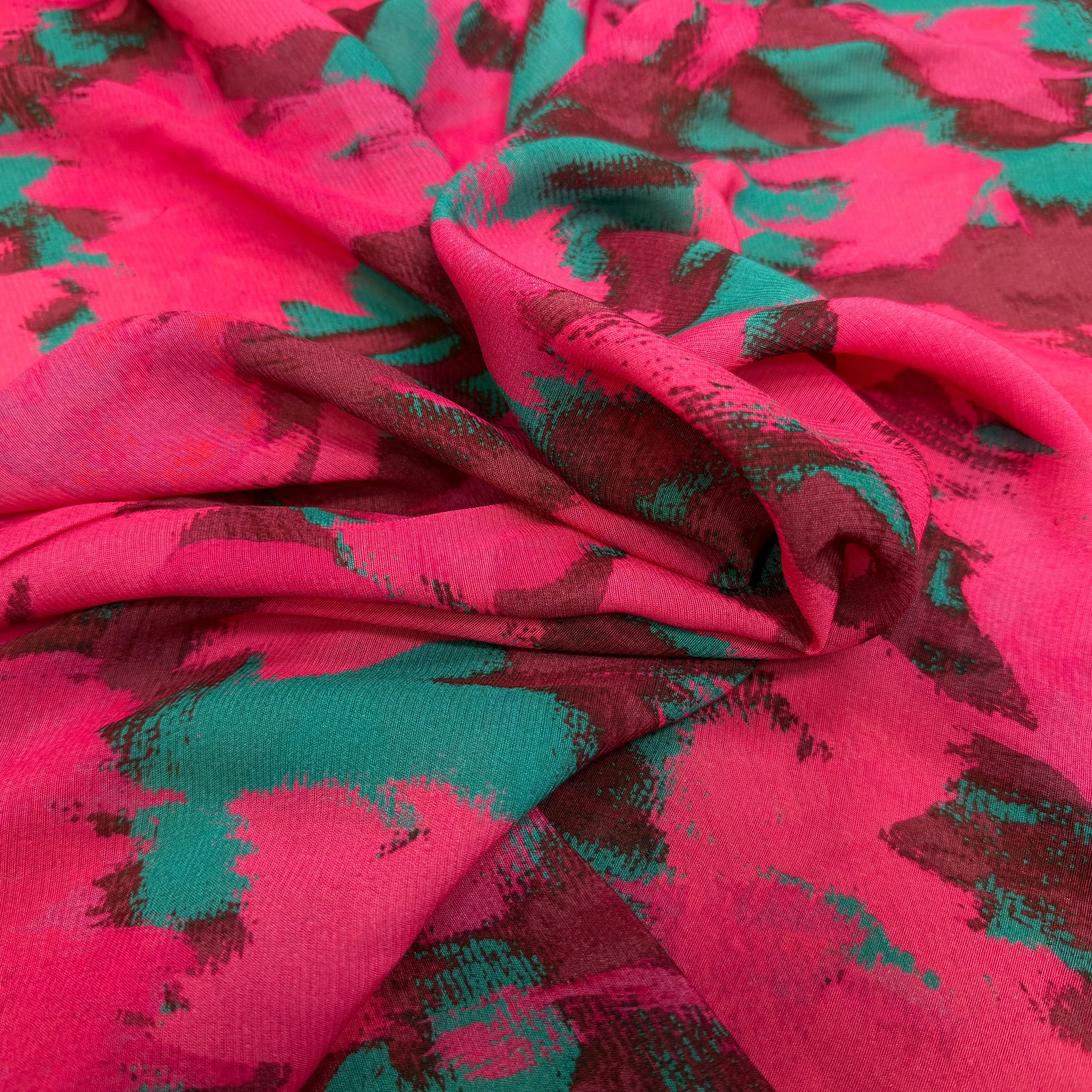 CREPE VISCOSE SOIE ROSE VERT SILK ERABLES - My Little Coupon