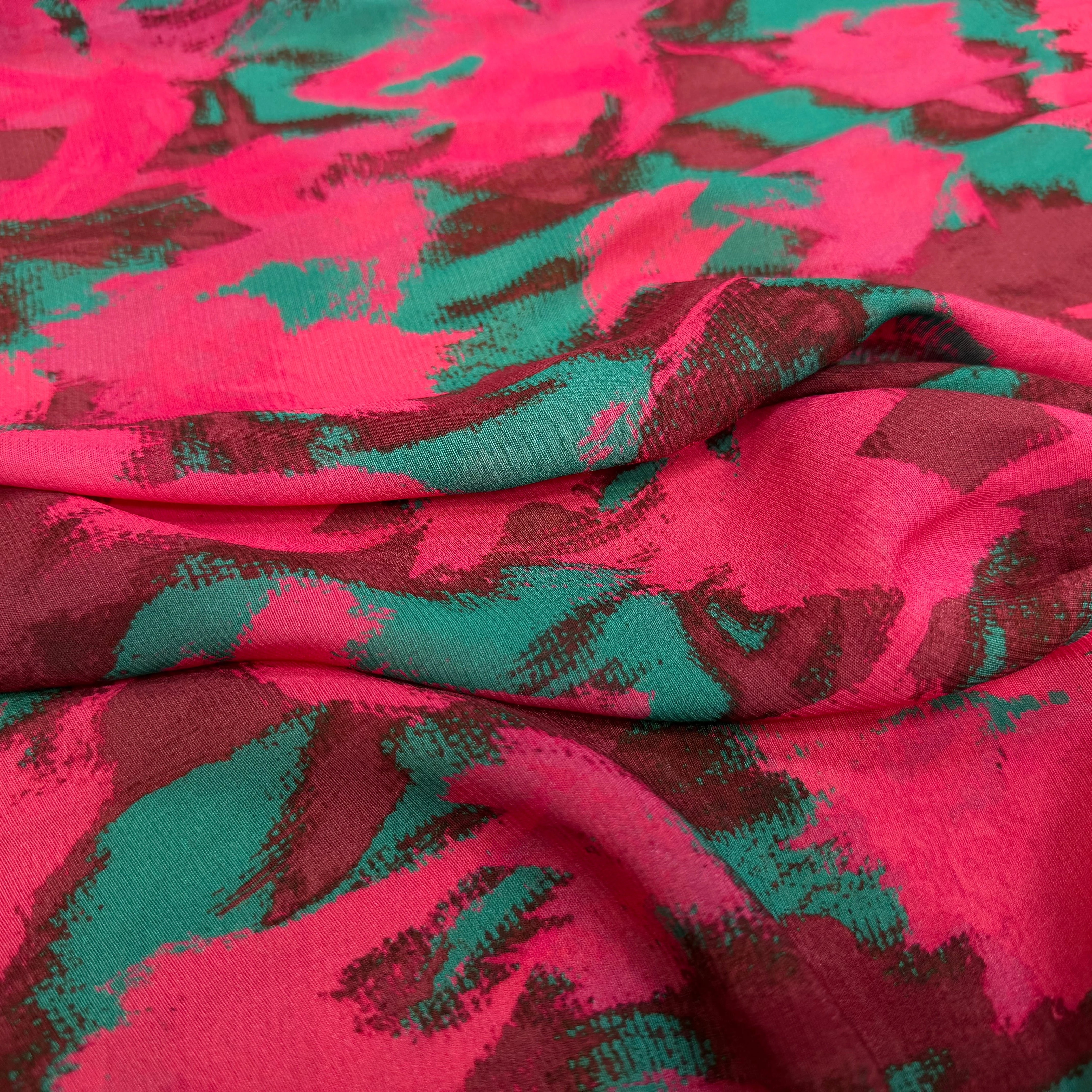 CREPE VISCOSE SOIE ROSE VERT SILK ERABLES - My Little Coupon