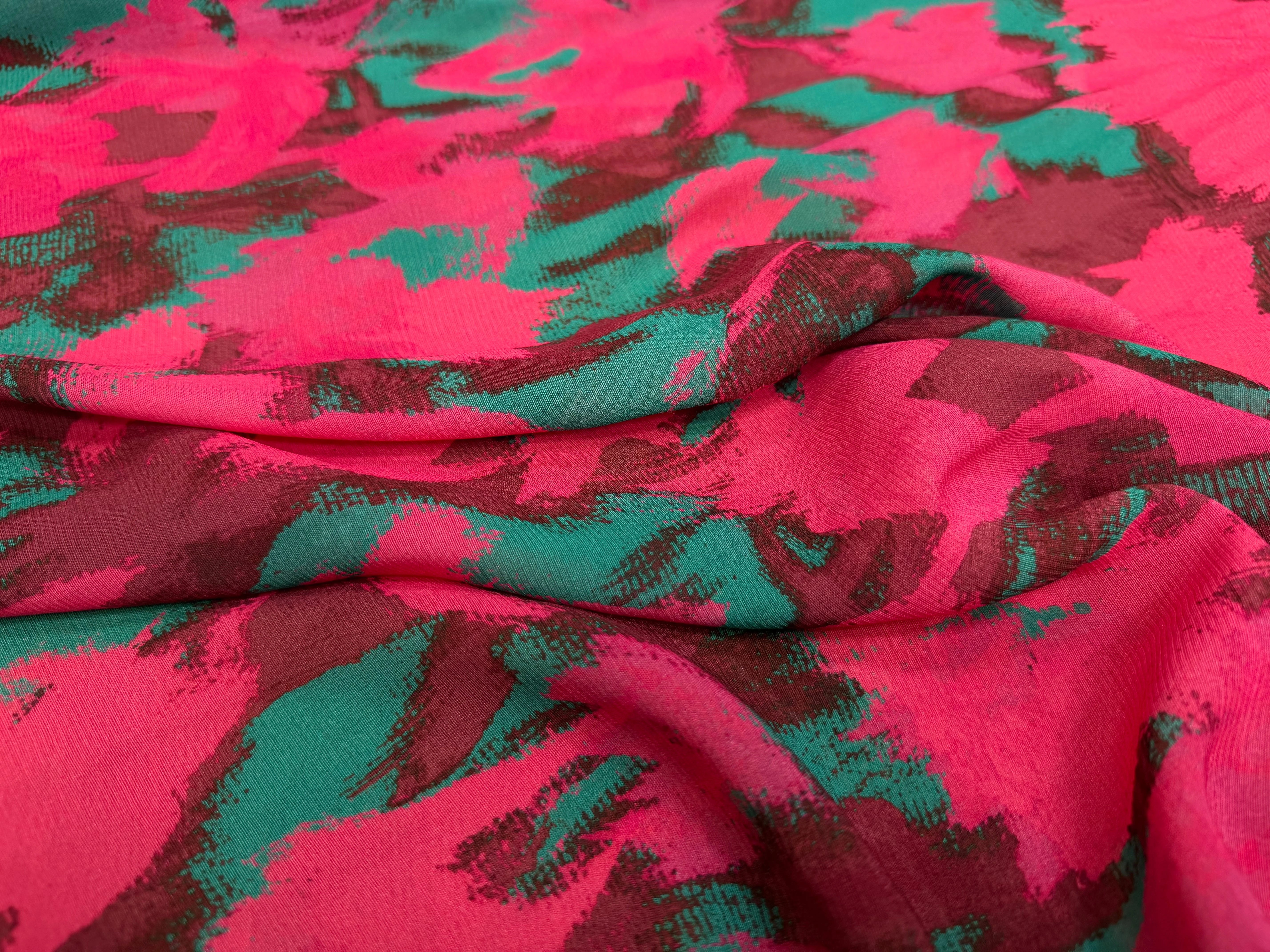 CREPE VISCOSE SOIE ROSE VERT SILK ERABLES - My Little Coupon