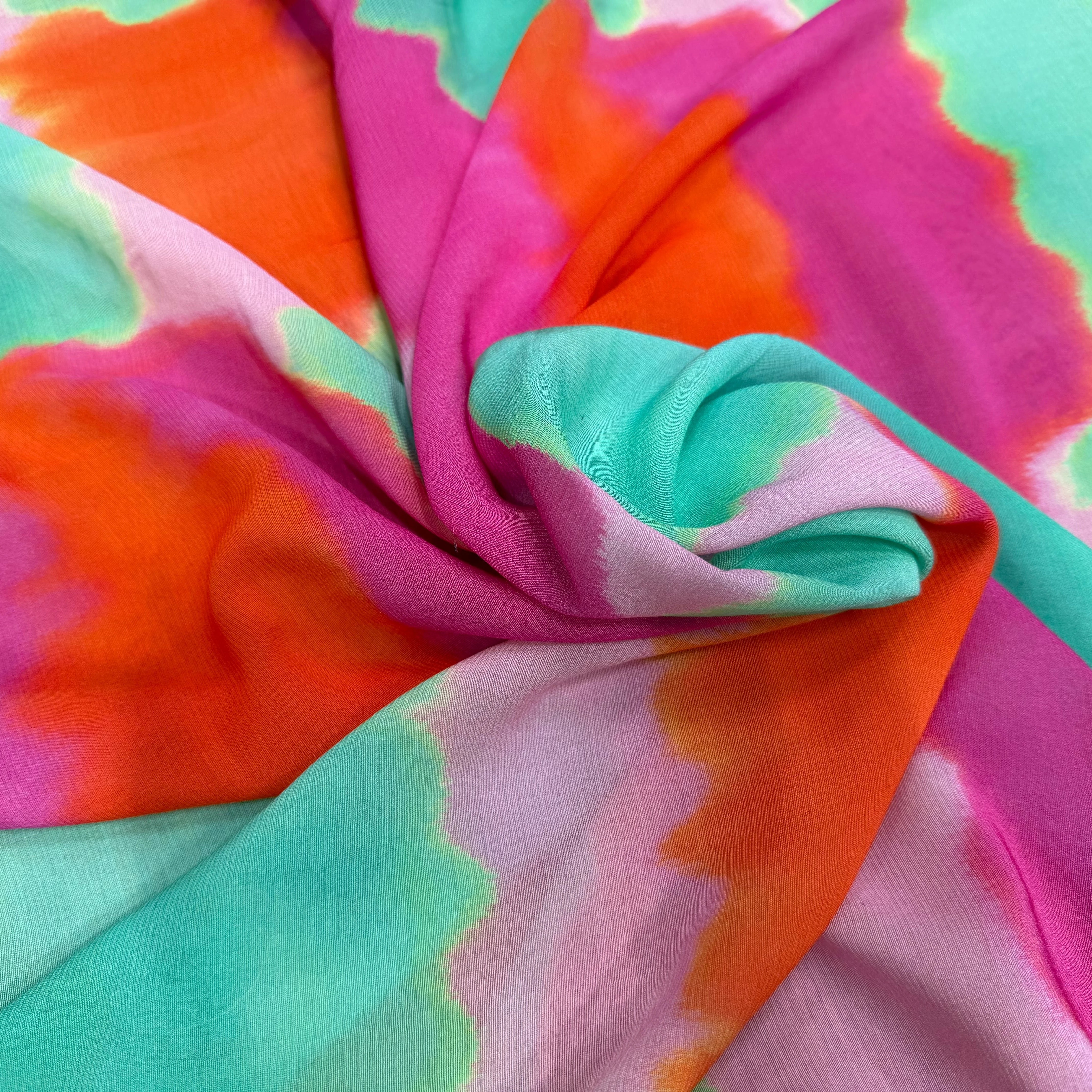 CREPE VISCOSE VISCOSE SOIE SILK NUAGES MULTICOLORE - My Little Coupon