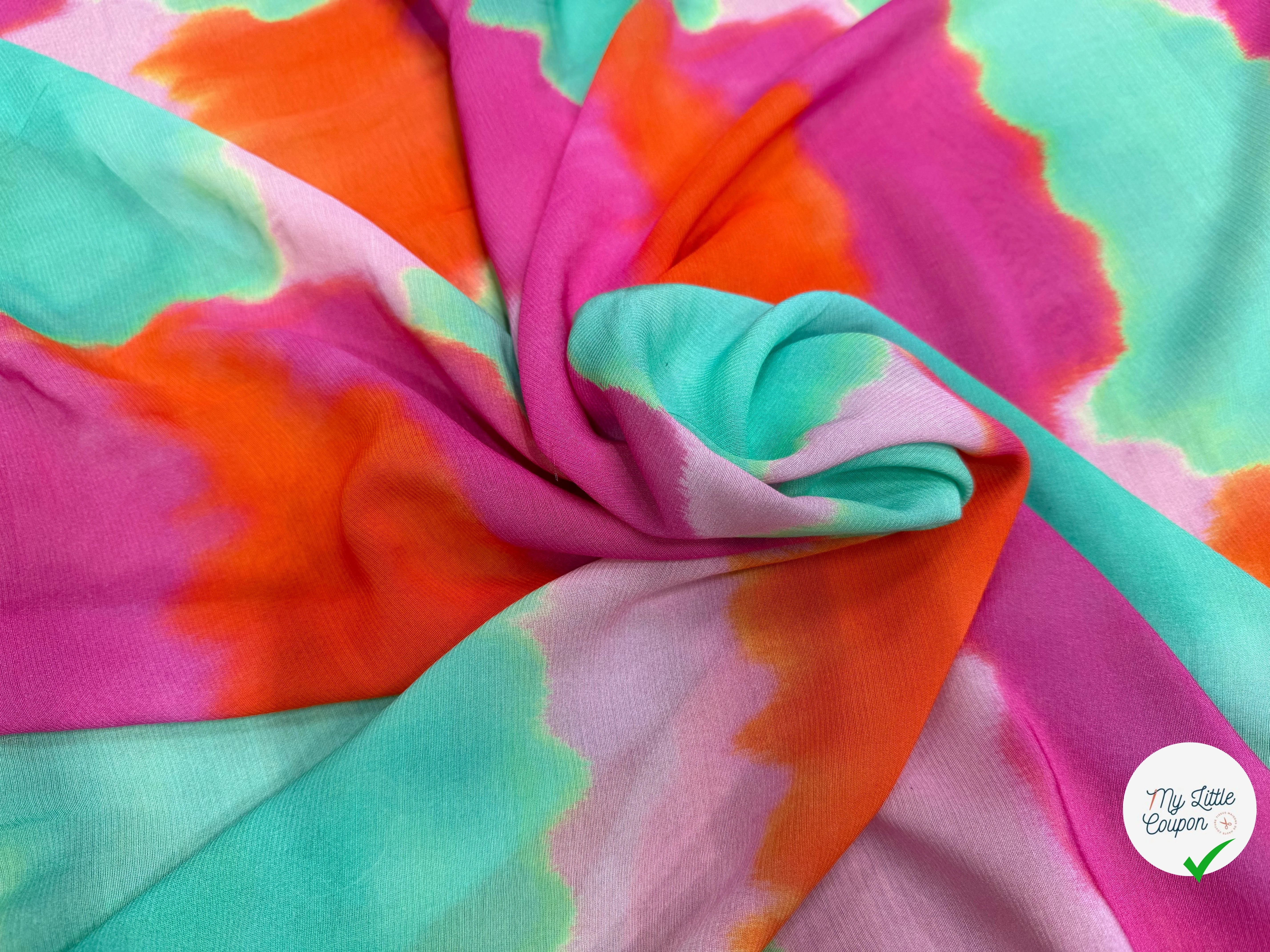 CREPE VISCOSE VISCOSE SOIE SILK NUAGES MULTICOLORE - My Little Coupon