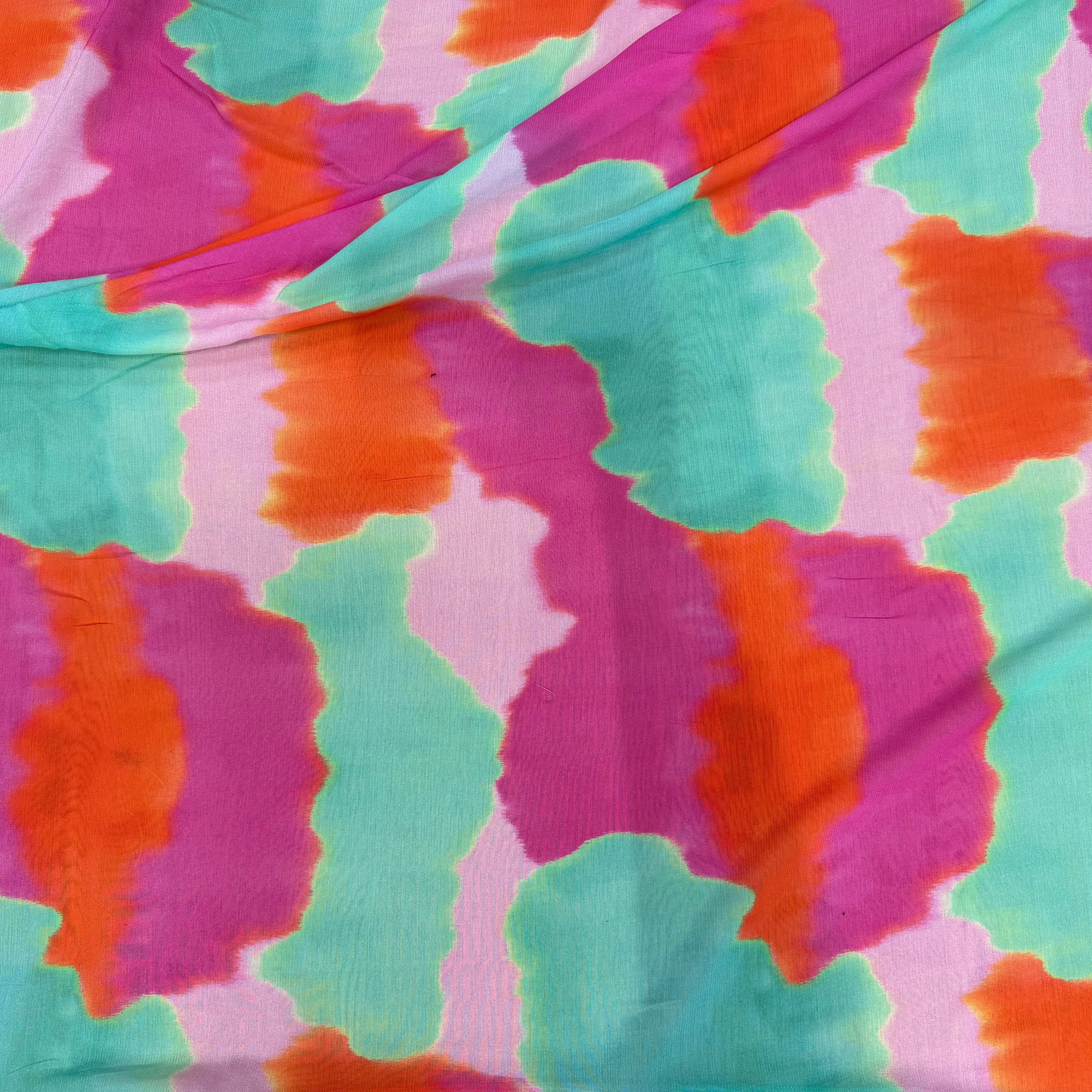 CREPE VISCOSE VISCOSE SOIE SILK NUAGES MULTICOLORE - My Little Coupon