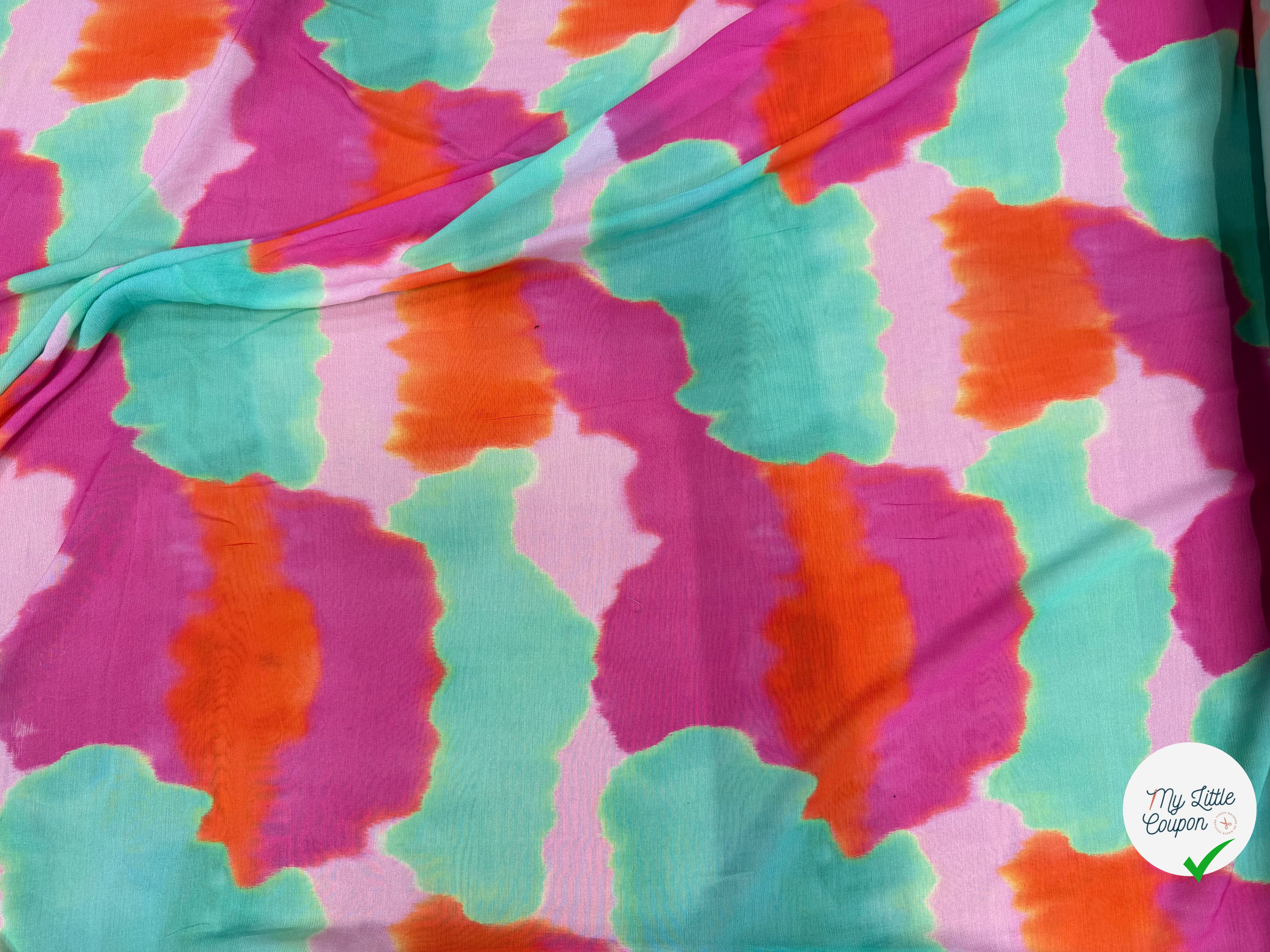 CREPE VISCOSE VISCOSE SOIE SILK NUAGES MULTICOLORE - My Little Coupon