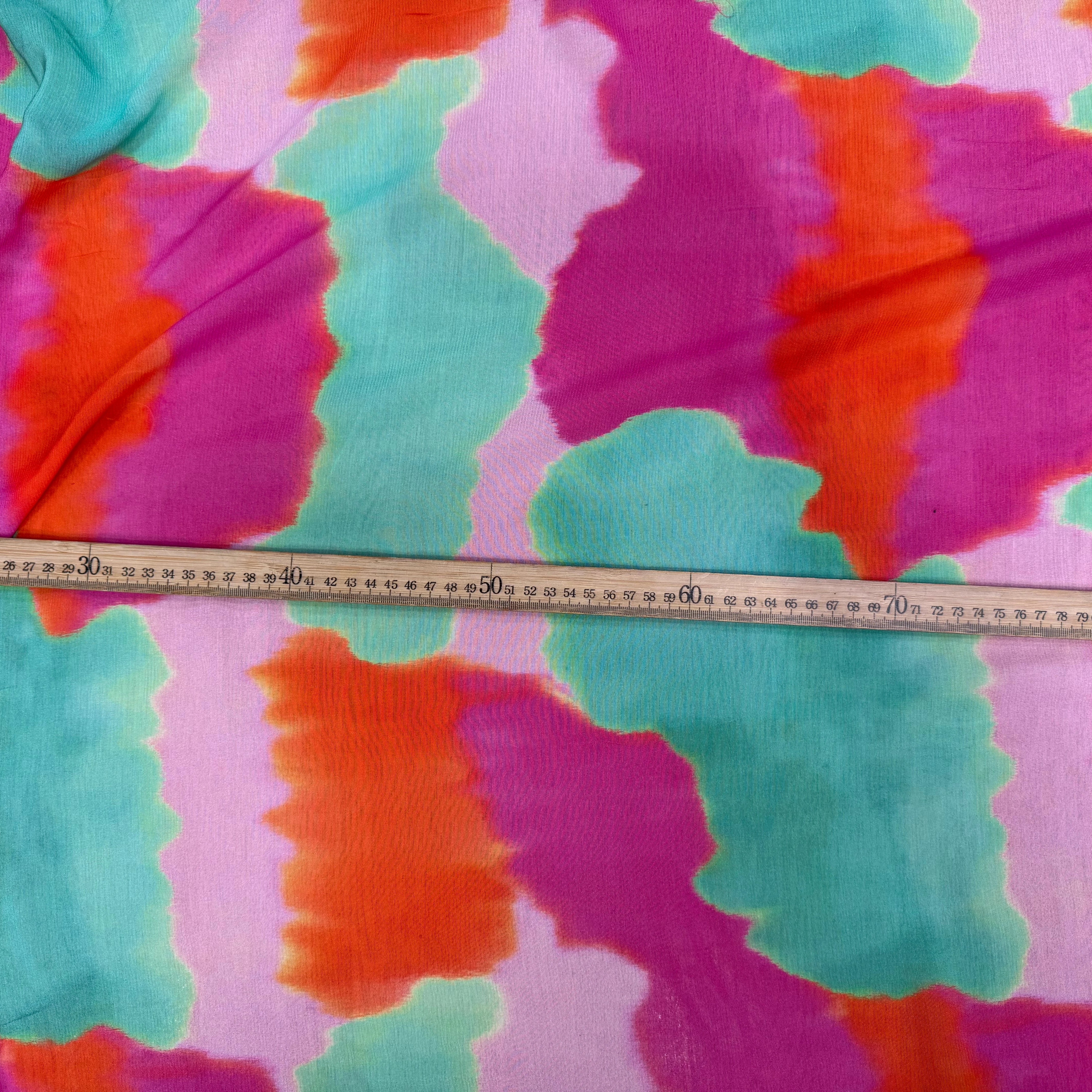 CREPE VISCOSE VISCOSE SOIE SILK NUAGES MULTICOLORE - My Little Coupon