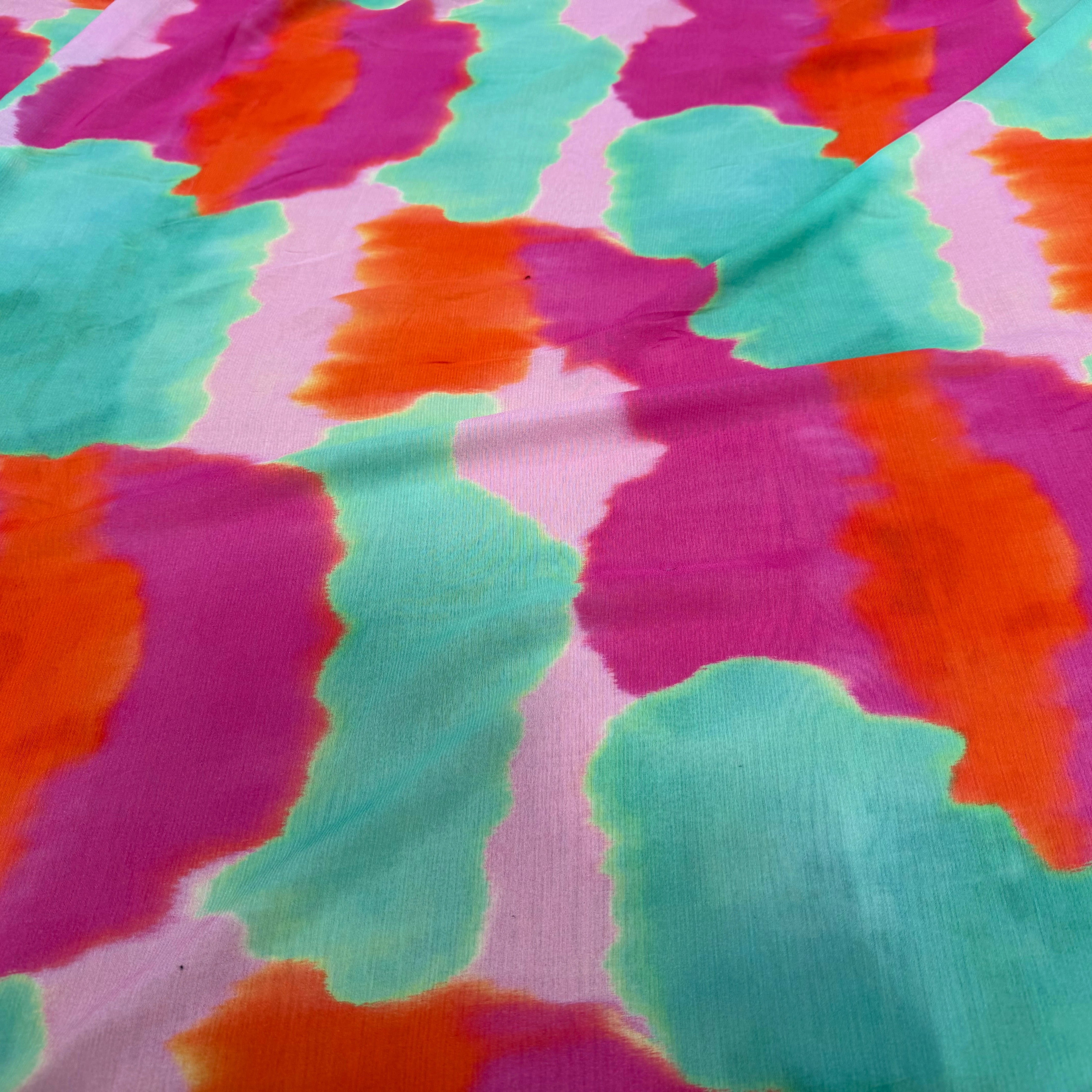 CREPE VISCOSE VISCOSE SOIE SILK NUAGES MULTICOLORE - My Little Coupon
