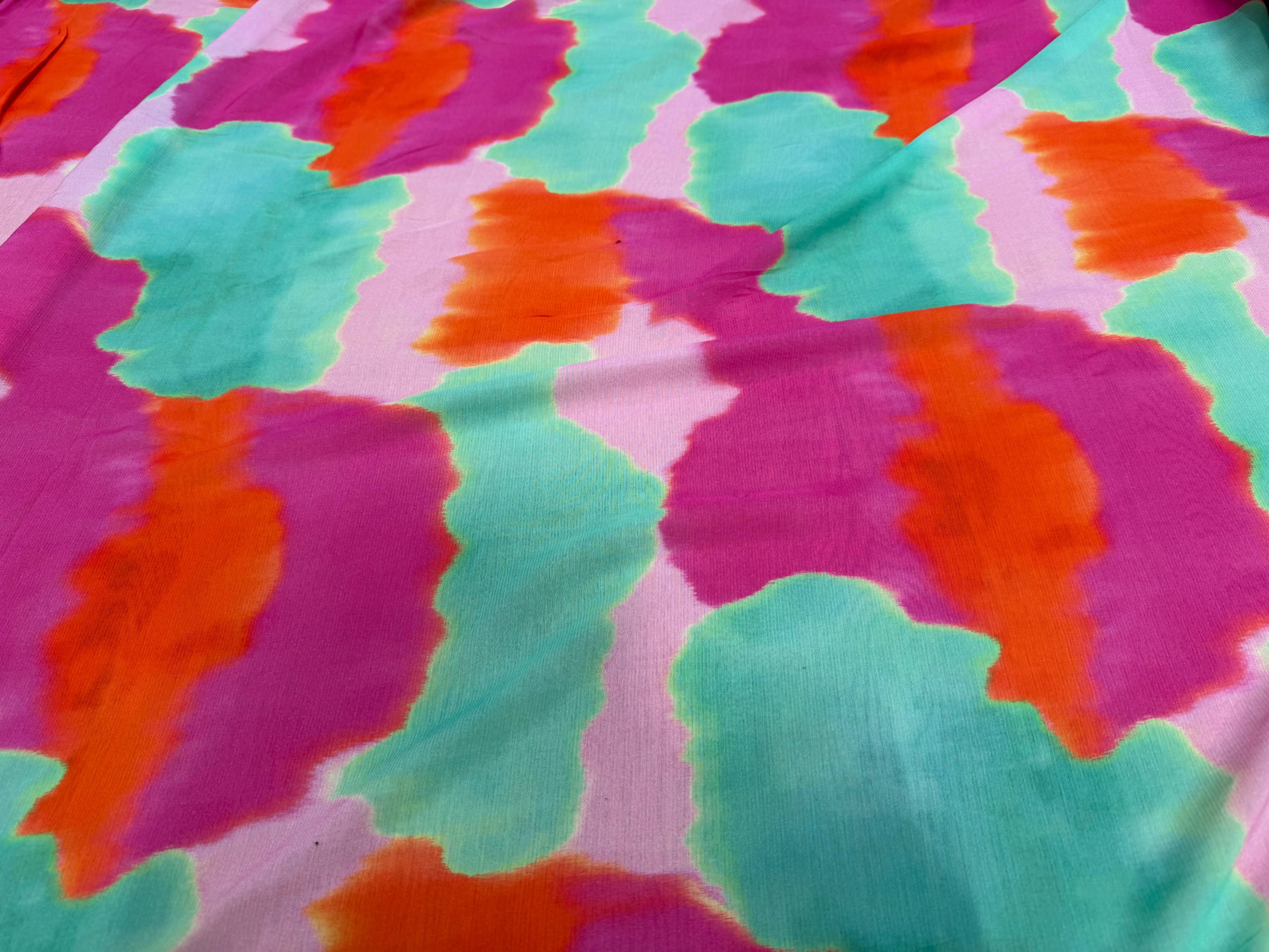CREPE VISCOSE VISCOSE SOIE SILK NUAGES MULTICOLORE - My Little Coupon