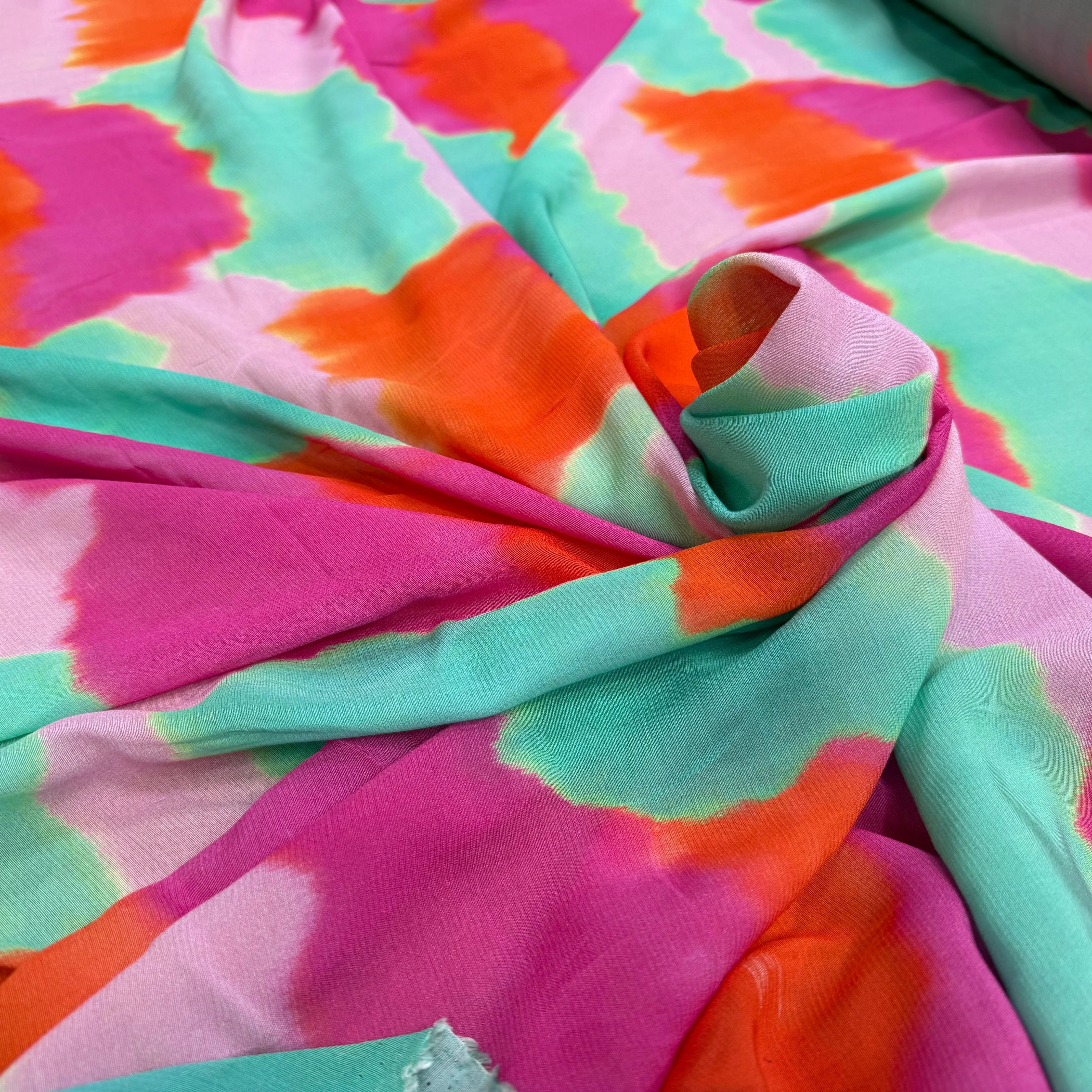 CREPE VISCOSE VISCOSE SOIE SILK NUAGES MULTICOLORE - My Little Coupon