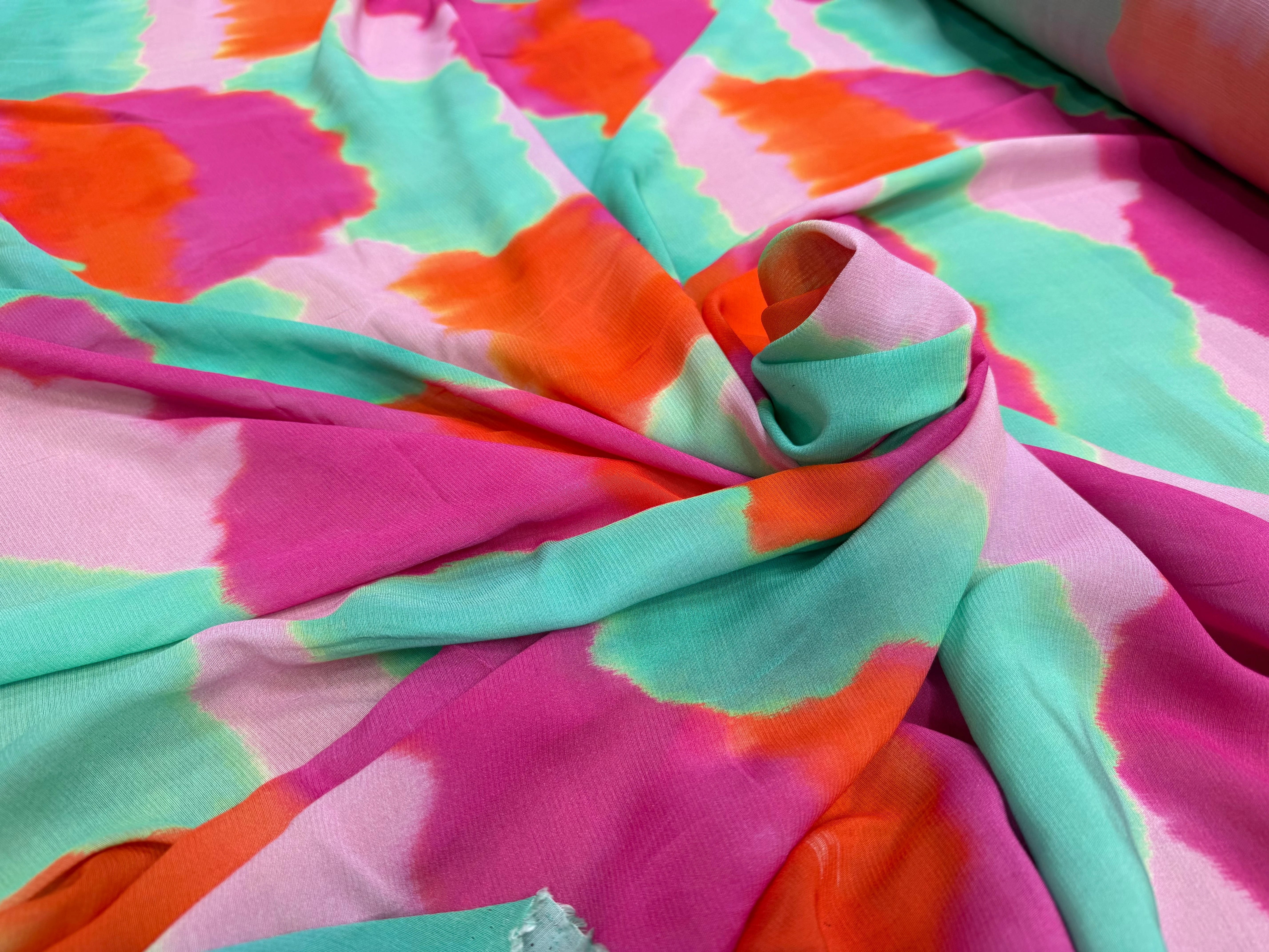 CREPE VISCOSE VISCOSE SOIE SILK NUAGES MULTICOLORE - My Little Coupon