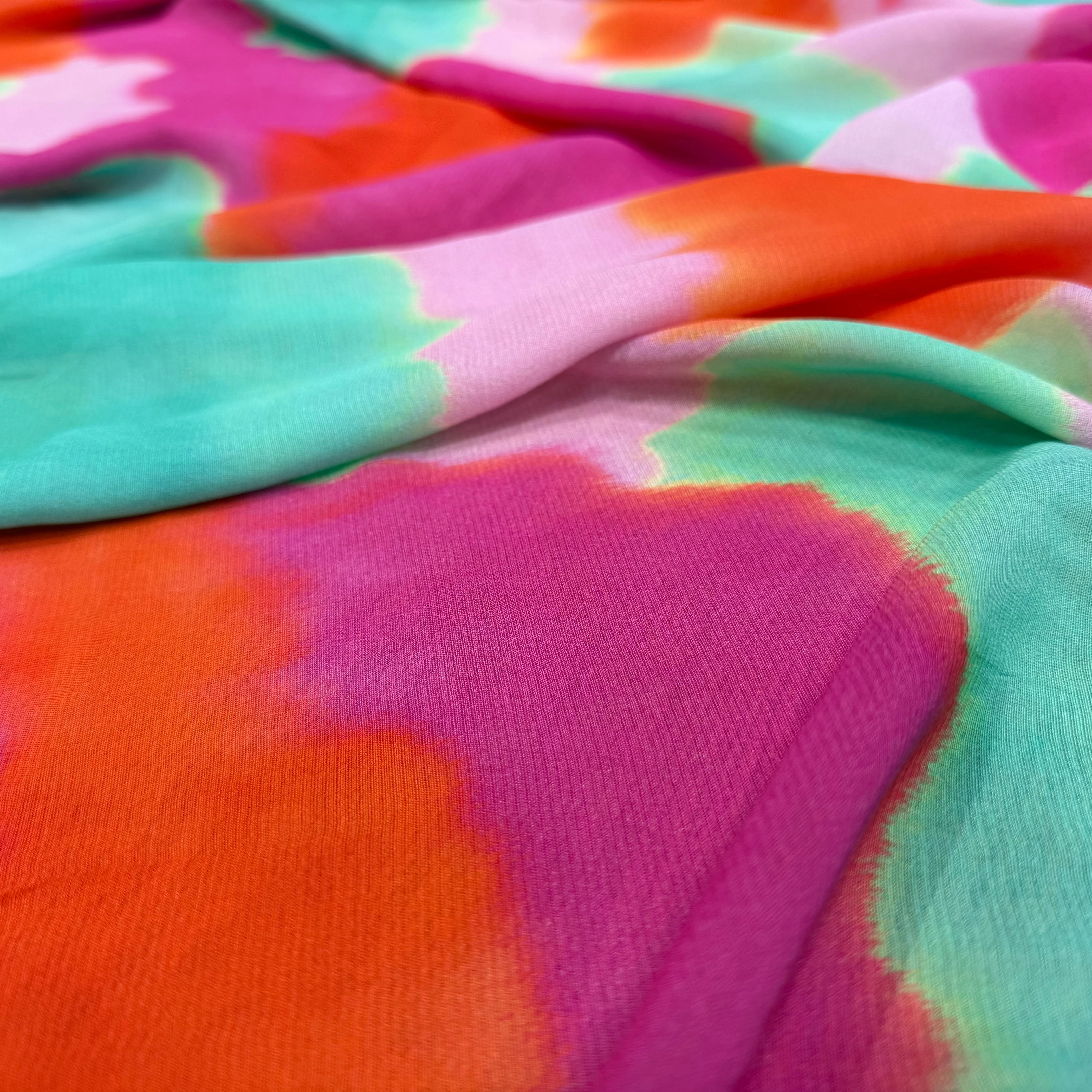 CREPE VISCOSE VISCOSE SOIE SILK NUAGES MULTICOLORE - My Little Coupon