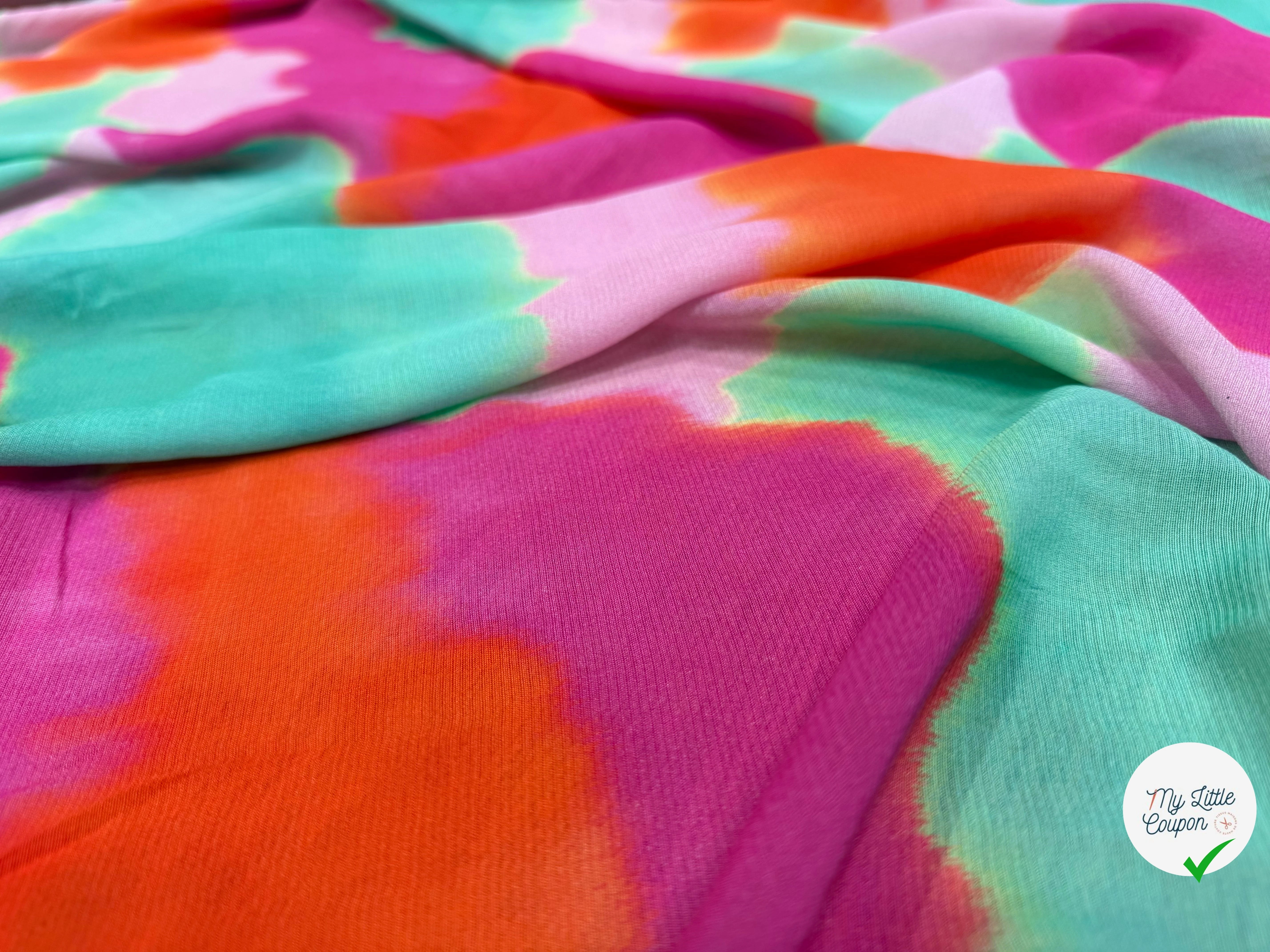 CREPE VISCOSE VISCOSE SOIE SILK NUAGES MULTICOLORE - My Little Coupon