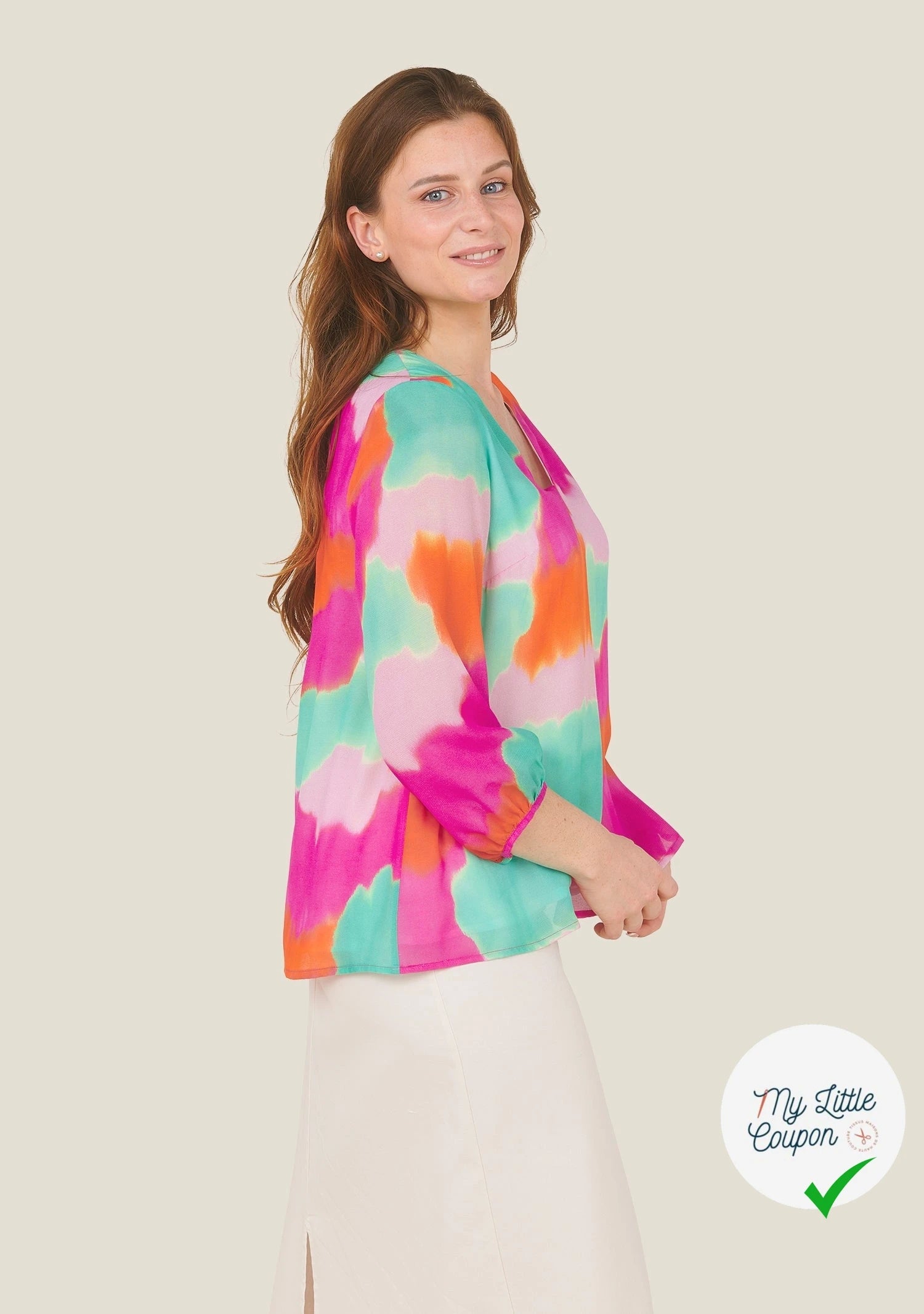 CREPE VISCOSE VISCOSE SOIE SILK NUAGES MULTICOLORE - My Little Coupon