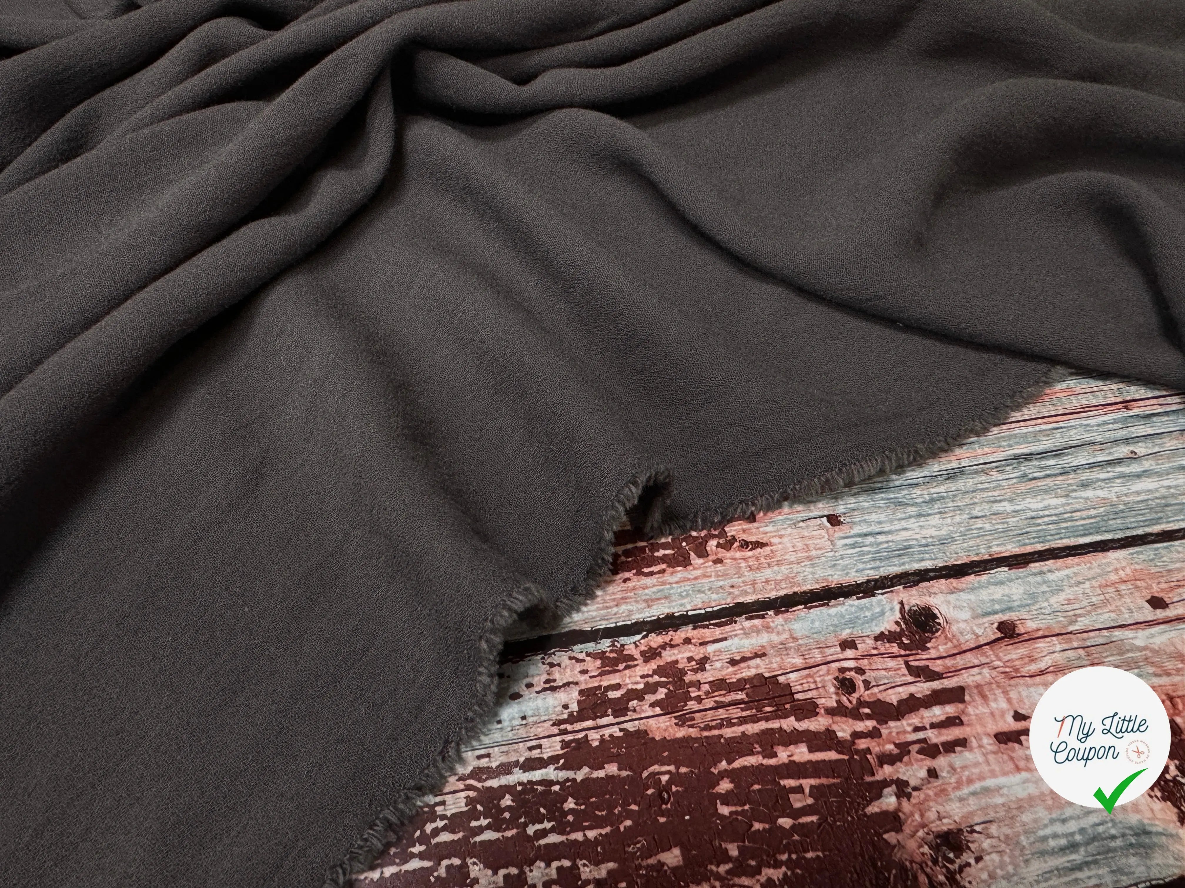 CRÊPE VISCOSE WOODY BROWN 25% LAINE VIERGE - My Little Coupon
