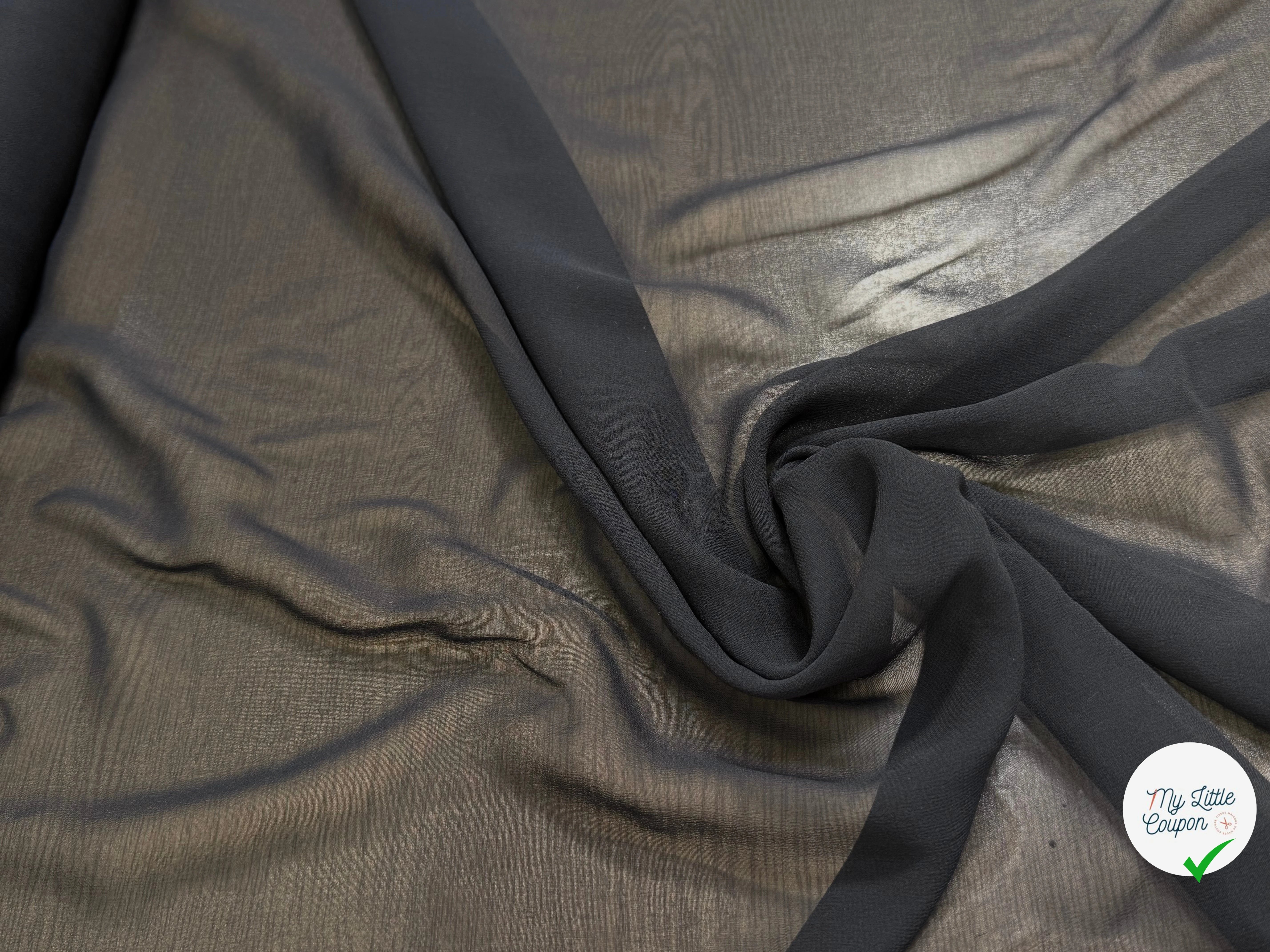 CREPON DE SOIE FLUIDE NOIR 100% SOIE EN 110 - My Little Coupon