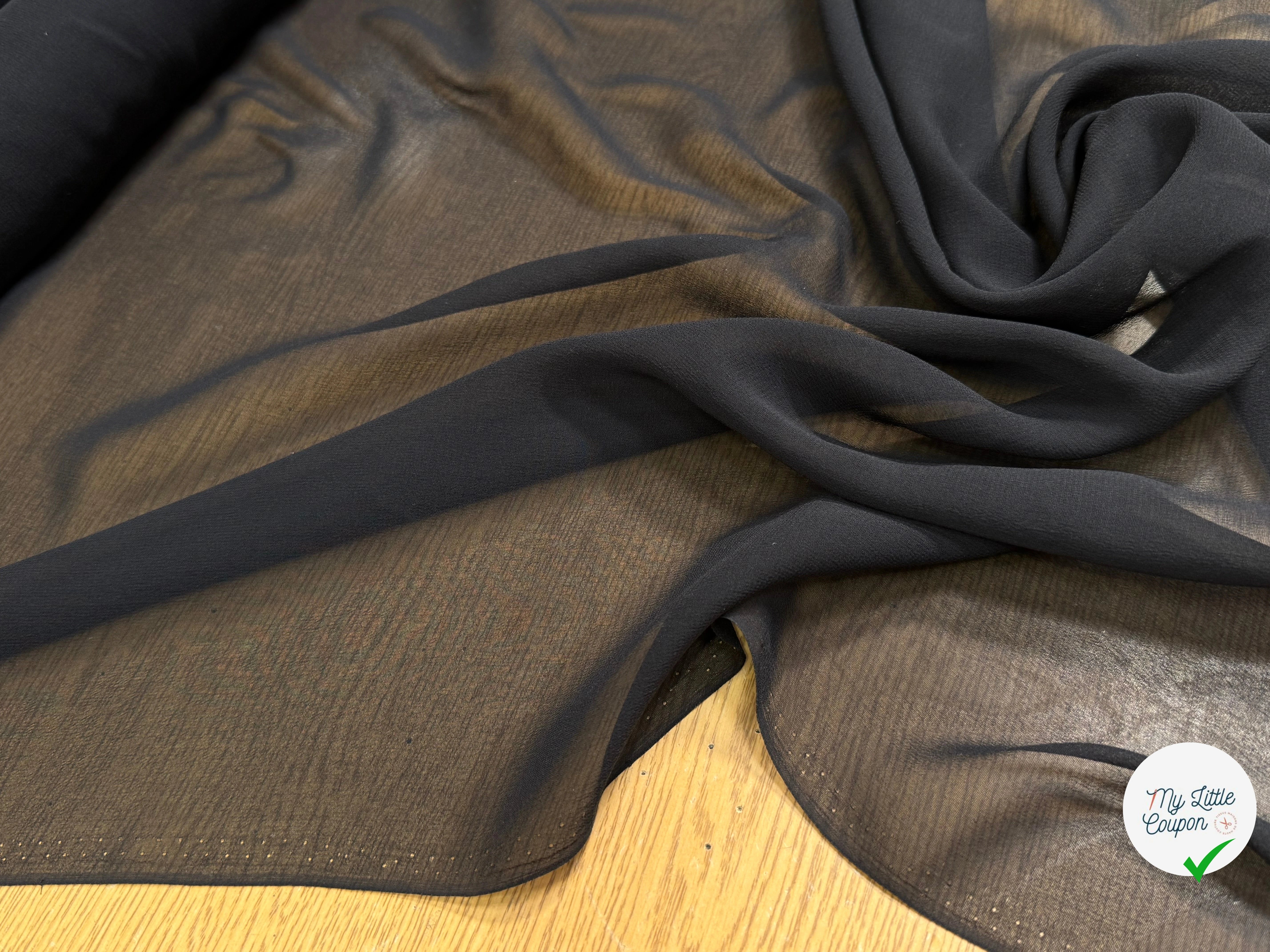 CREPON DE SOIE FLUIDE NOIR 100% SOIE EN 110 - My Little Coupon
