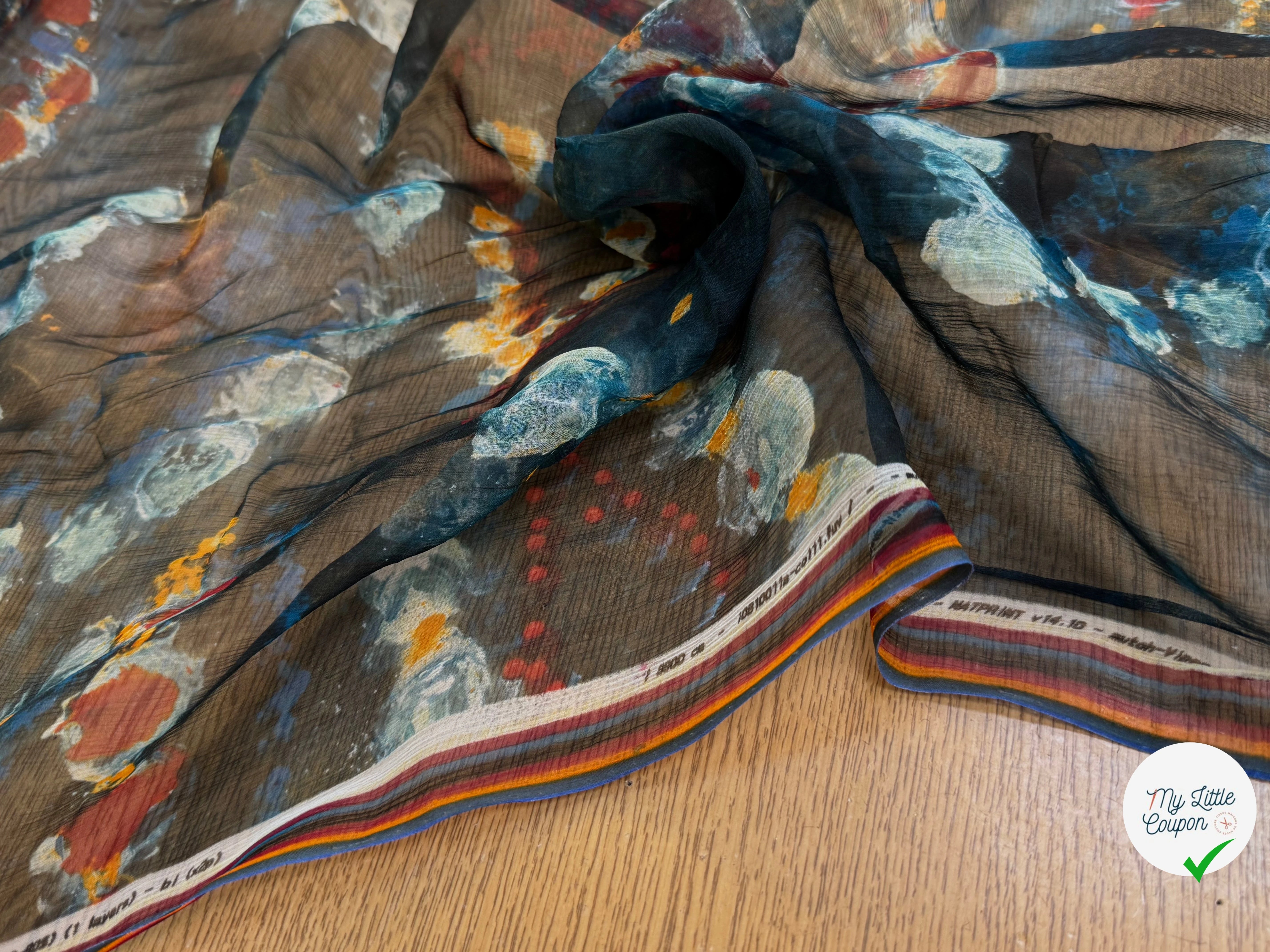 CREPON DE SOIE IMPRIMÉ MULTICOLORES - My Little Coupon