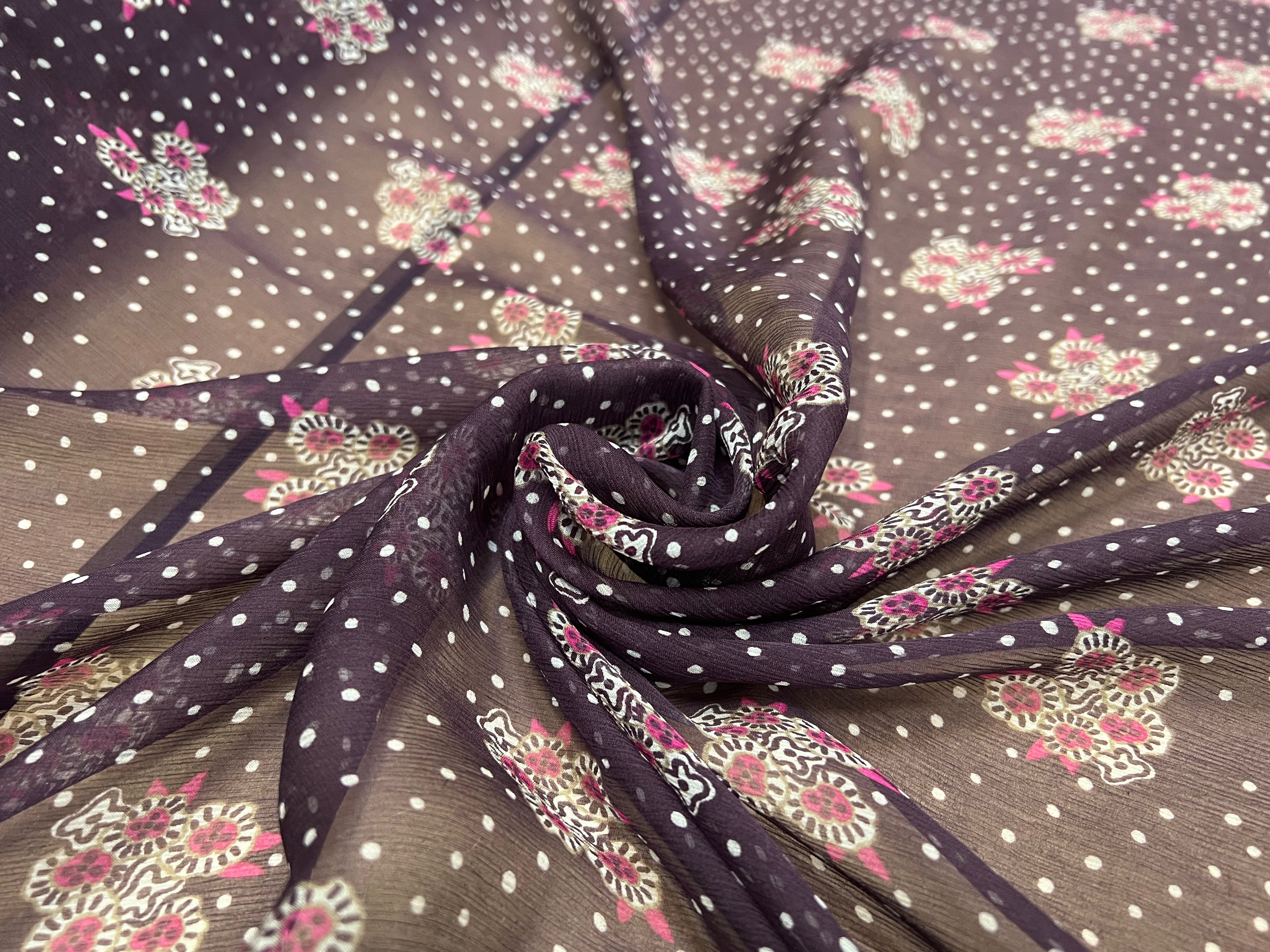 CRÉPON DE SOIE MAZZO DI FIORI E SETA VIOLET - My Little Coupon