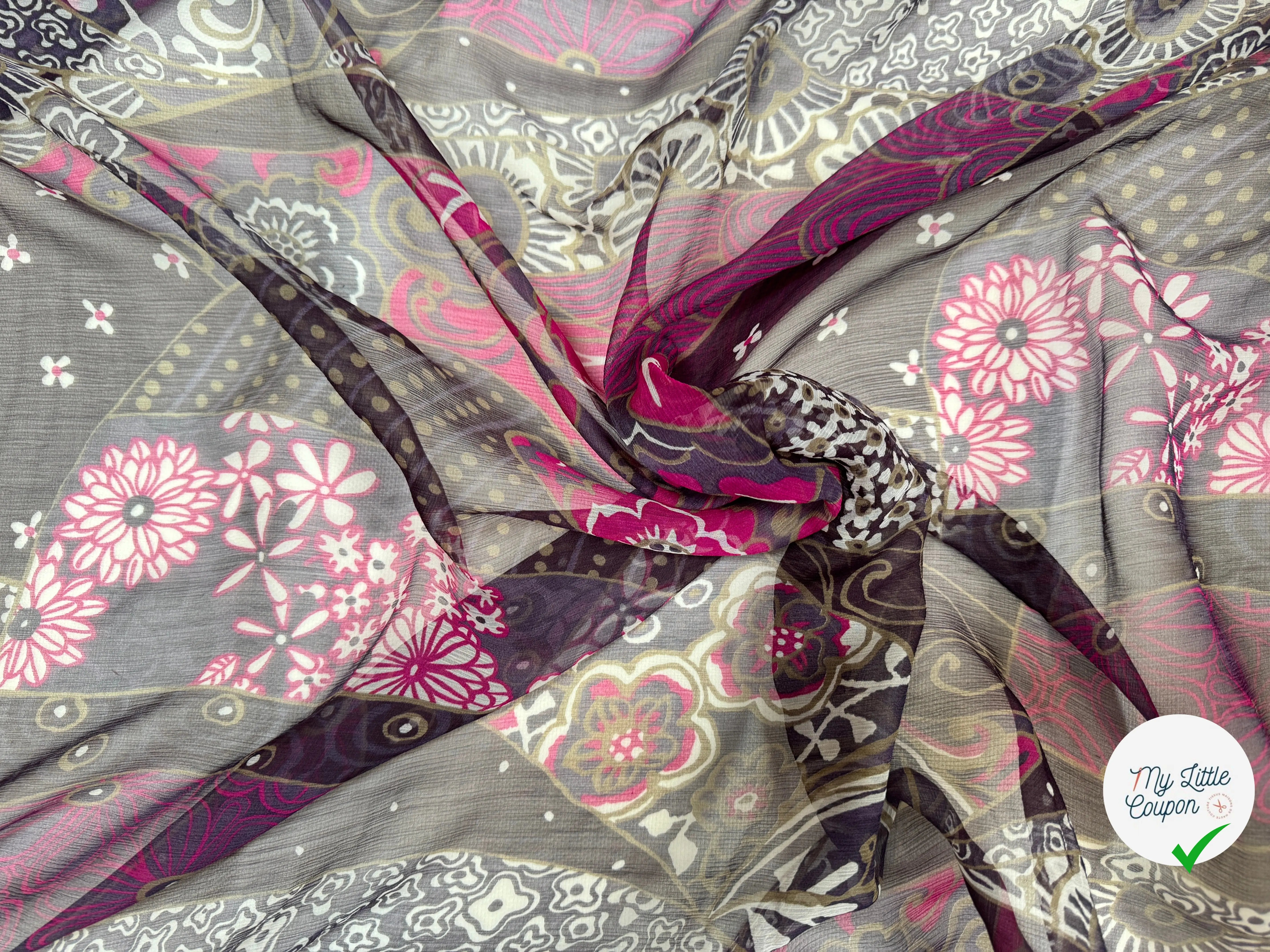 CRÉPON DE SOIE PINK FLOWERS - My Little Coupon