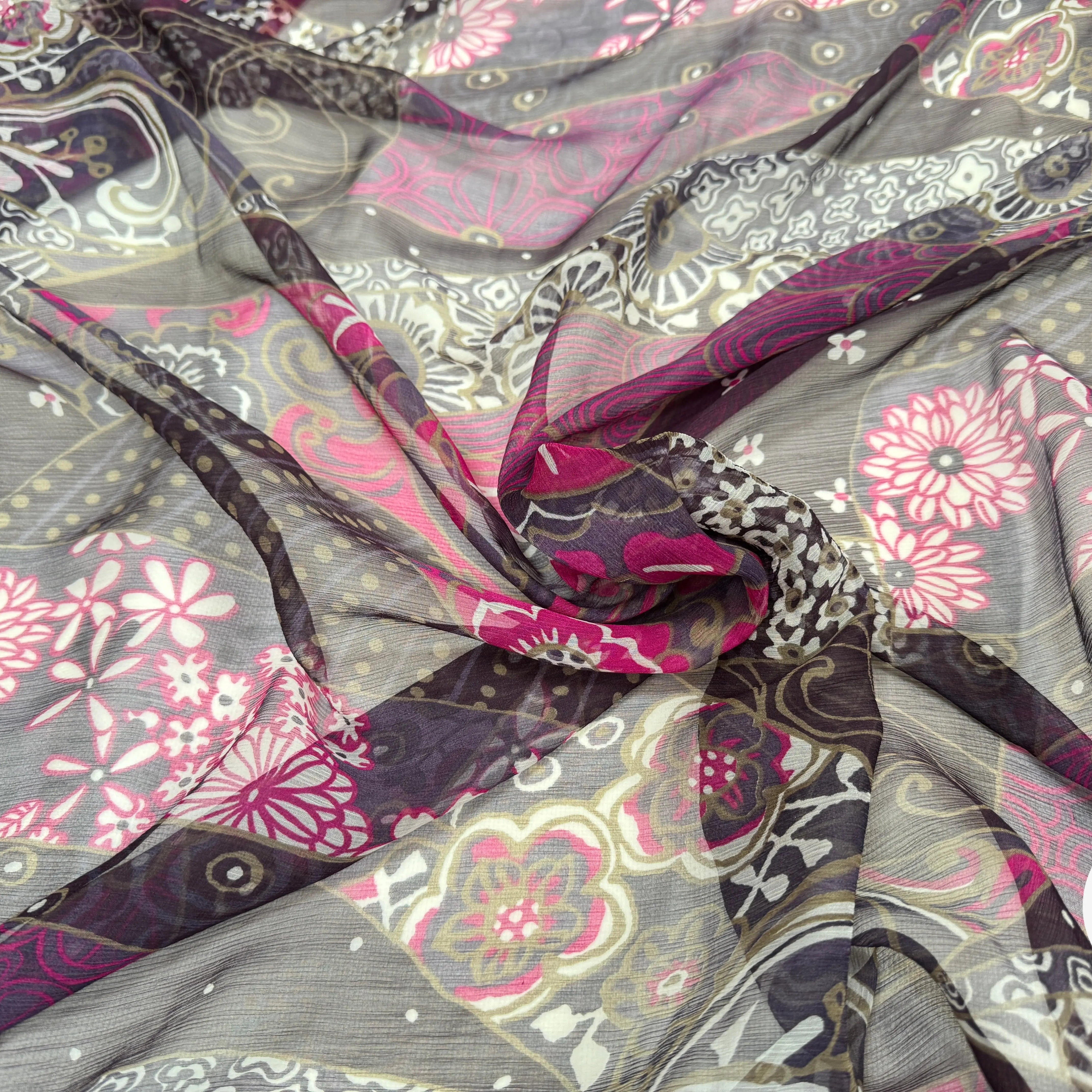 CRÉPON DE SOIE PINK FLOWERS - My Little Coupon