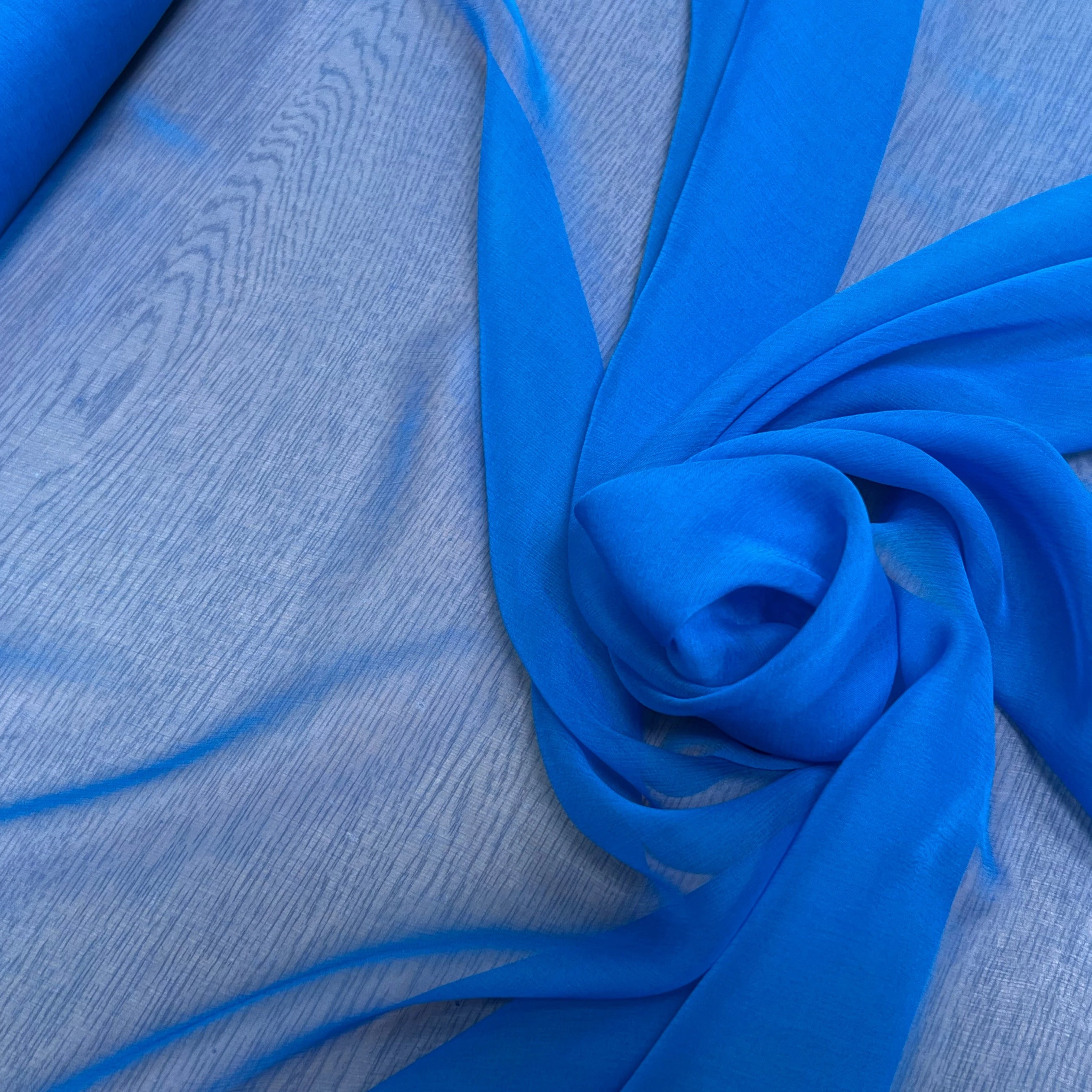 CREPON DE SOIE PLISSÉ BLEU AZUR INTENCE - My Little Coupon