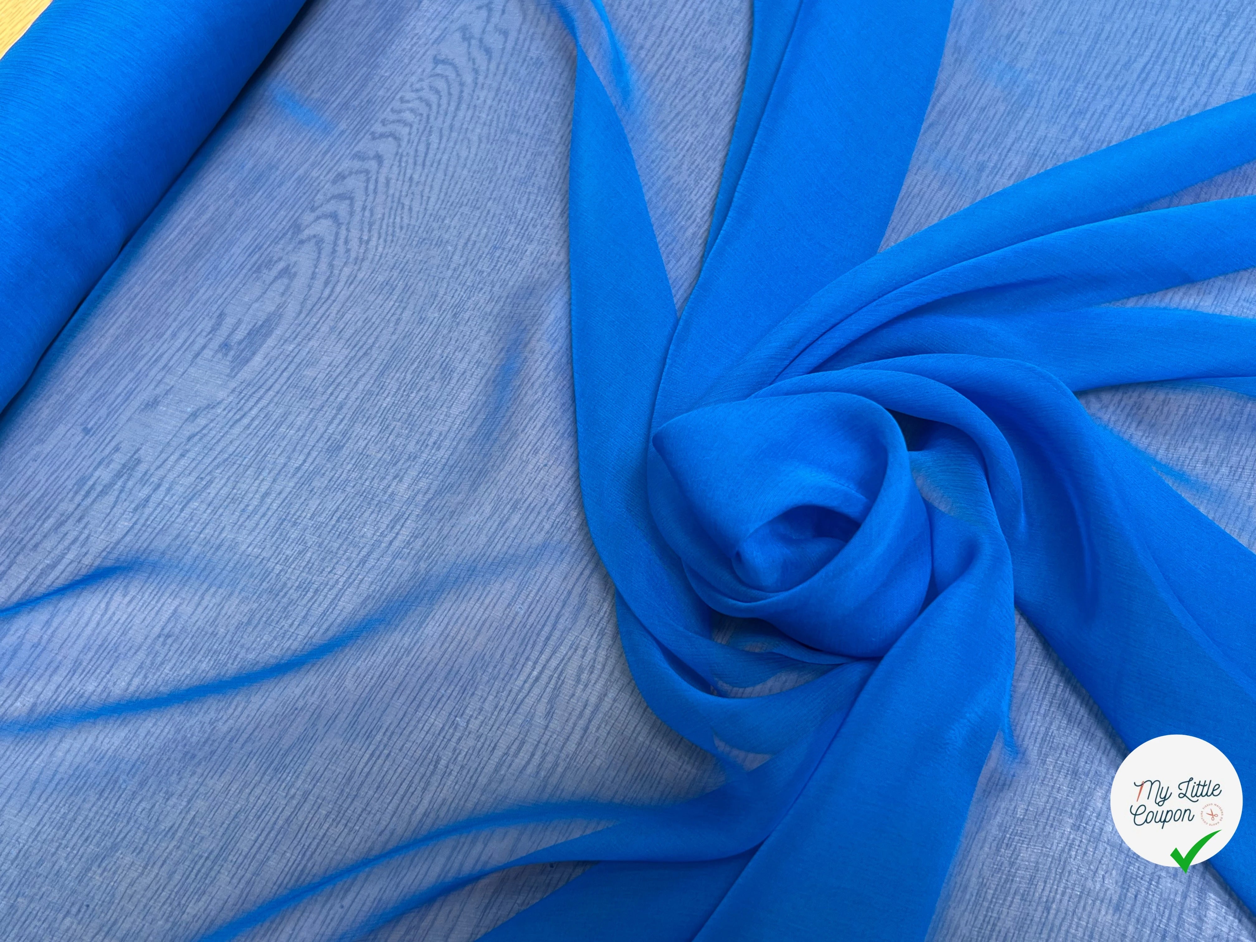 CREPON DE SOIE PLISSÉ BLEU AZUR INTENCE - My Little Coupon