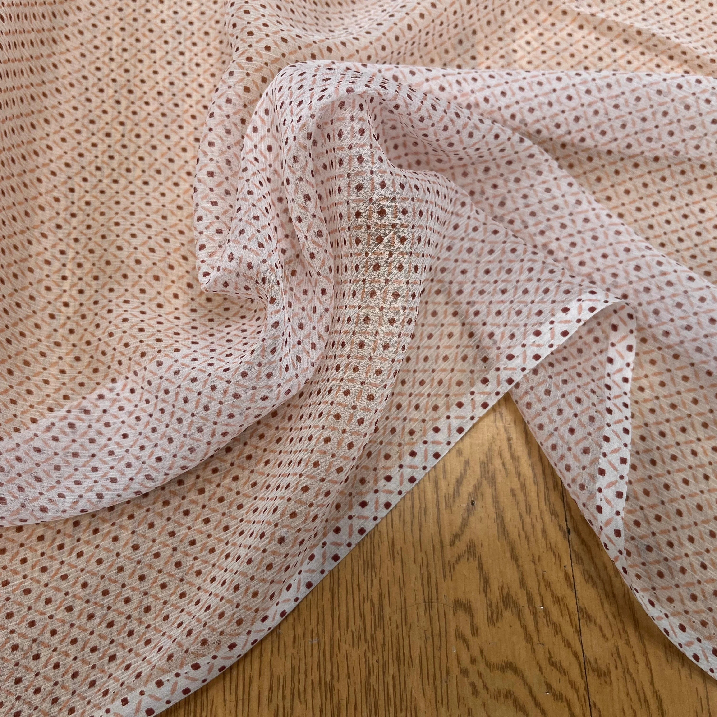 CREPON DE SOIE PLISSÉE MOTIF RECTANGULAIRE GÉOMETRIQUE - My Little Coupon