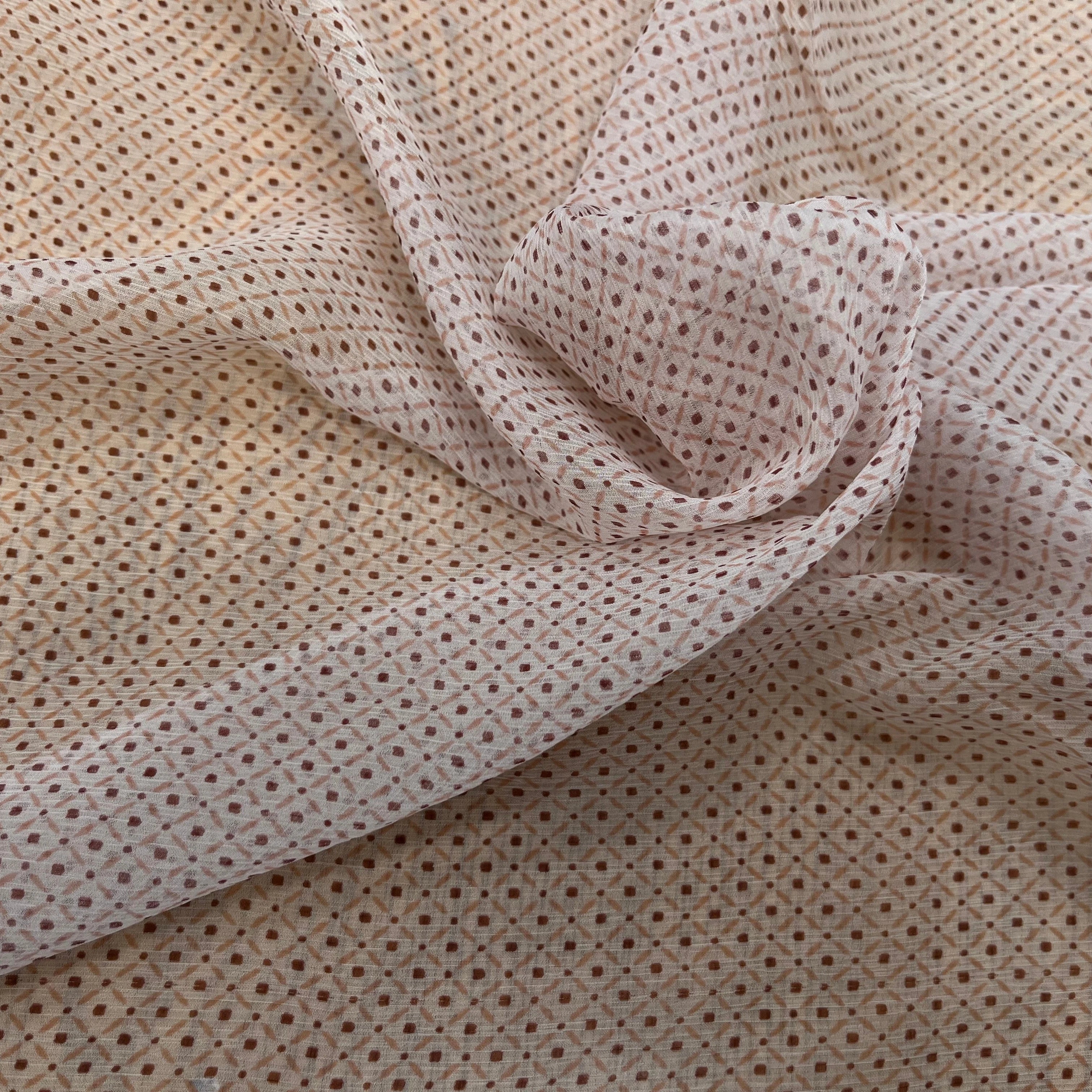 CREPON DE SOIE PLISSÉE MOTIF RECTANGULAIRE GÉOMETRIQUE - My Little Coupon