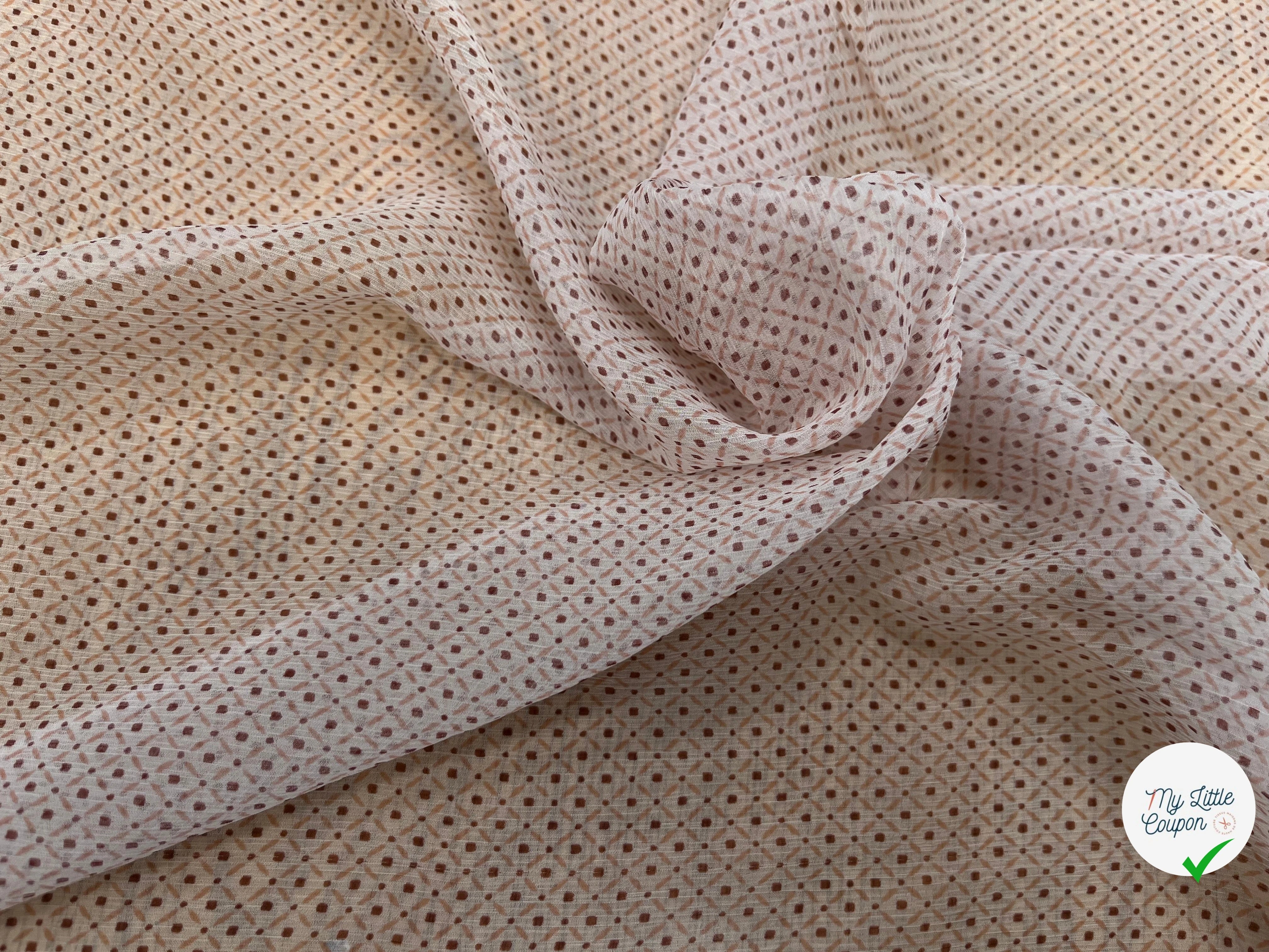 CREPON DE SOIE PLISSÉE MOTIF RECTANGULAIRE GÉOMETRIQUE - My Little Coupon