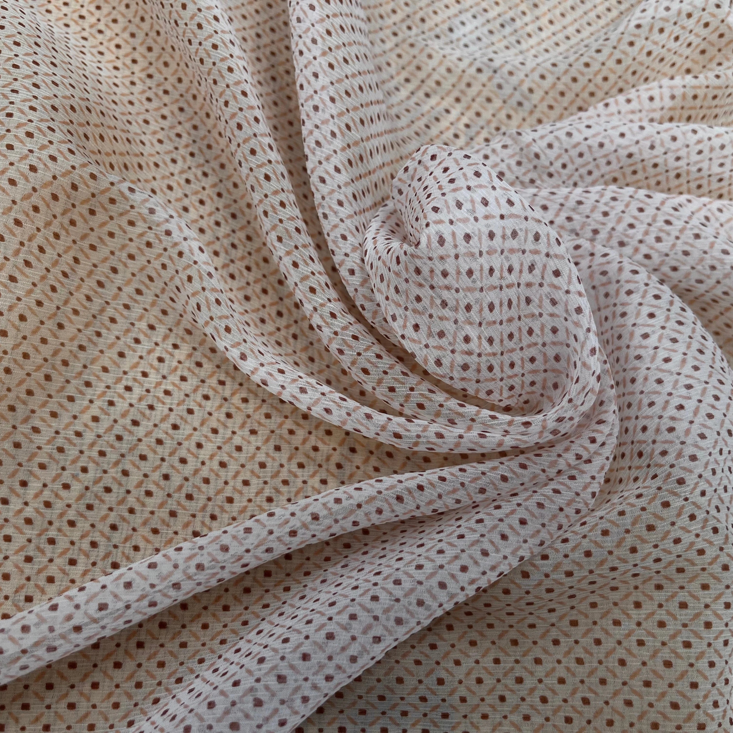 CREPON DE SOIE PLISSÉE MOTIF RECTANGULAIRE GÉOMETRIQUE - My Little Coupon