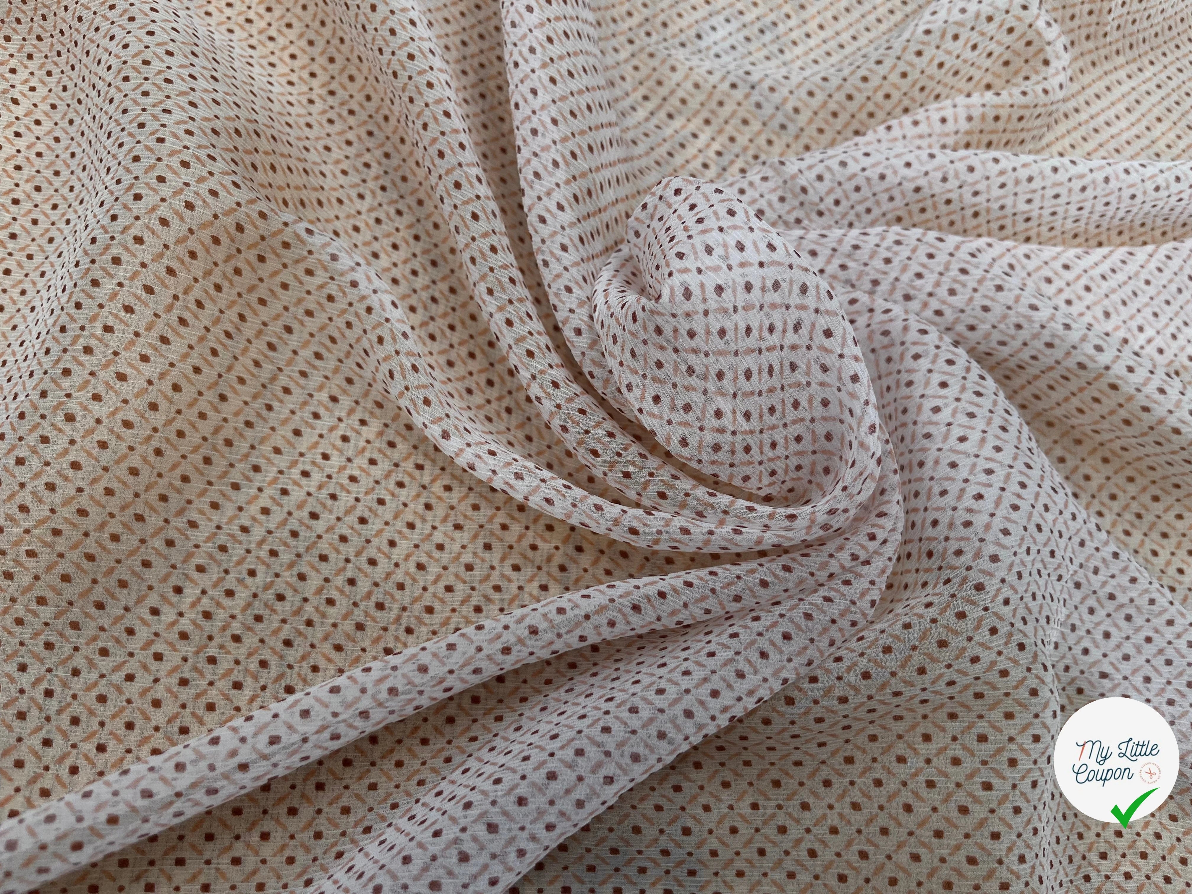 CREPON DE SOIE PLISSÉE MOTIF RECTANGULAIRE GÉOMETRIQUE - My Little Coupon