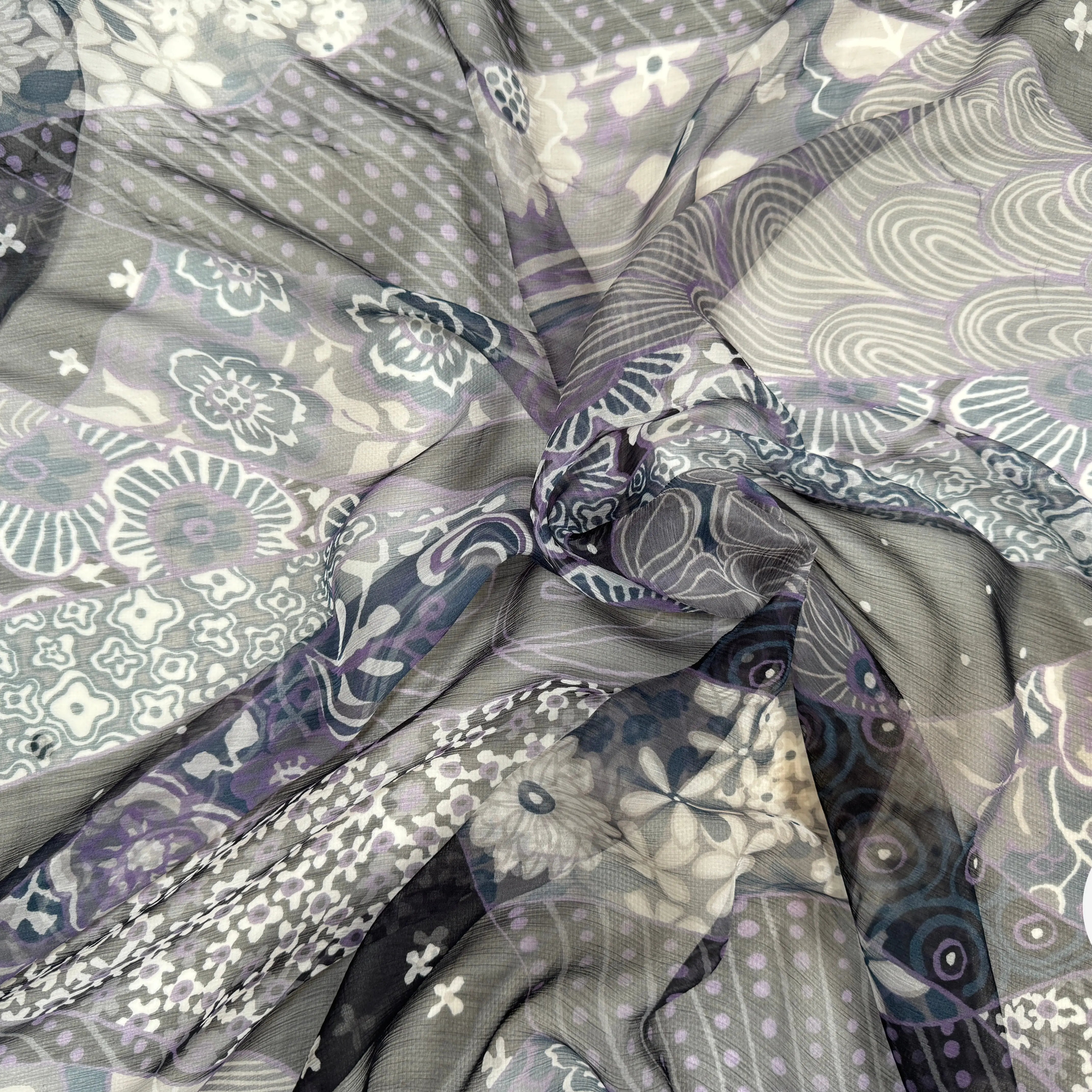 CRÉPON DE SOIE PURPLE FLOWERS - My Little Coupon