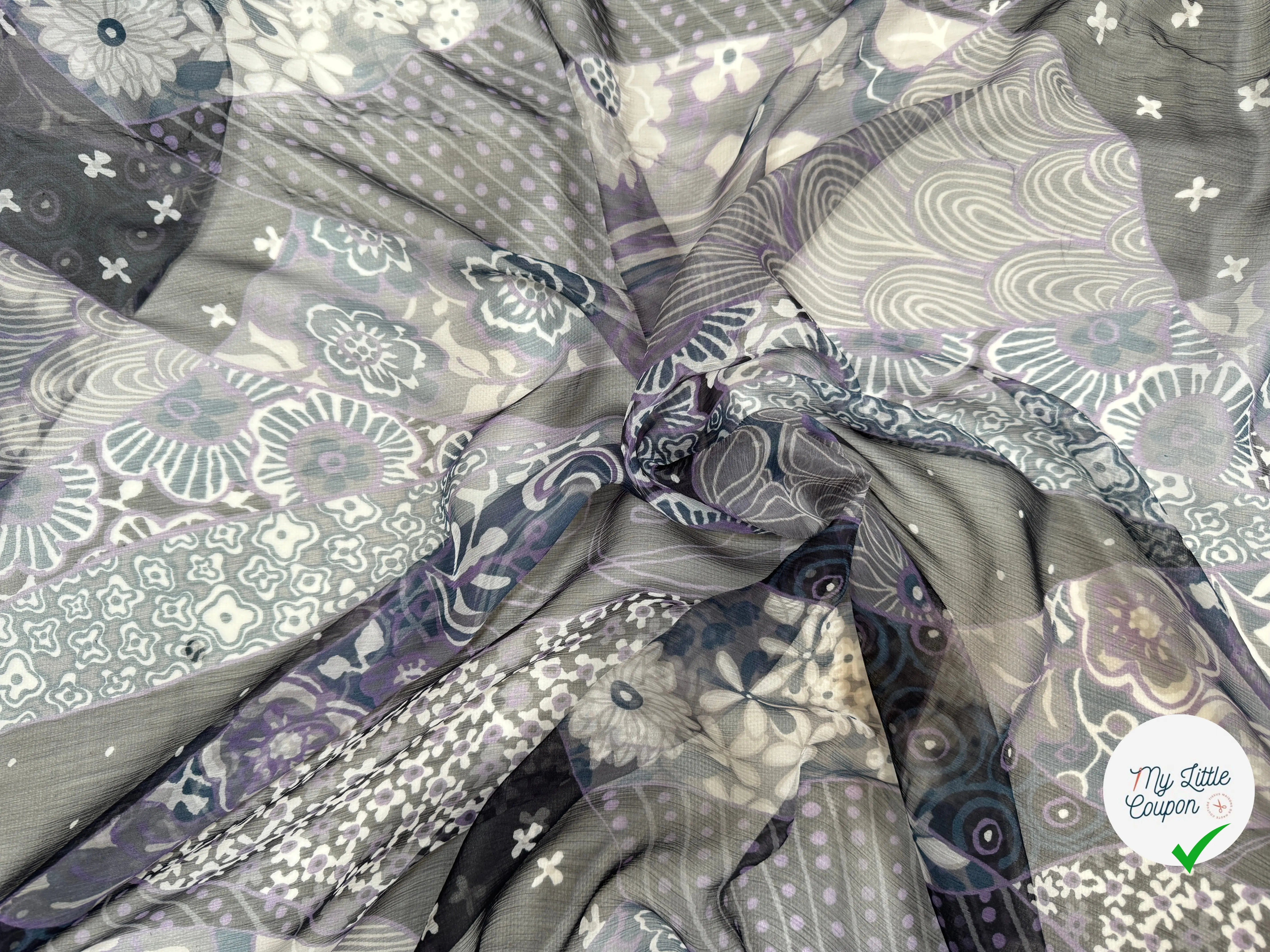 CRÉPON DE SOIE PURPLE FLOWERS - My Little Coupon